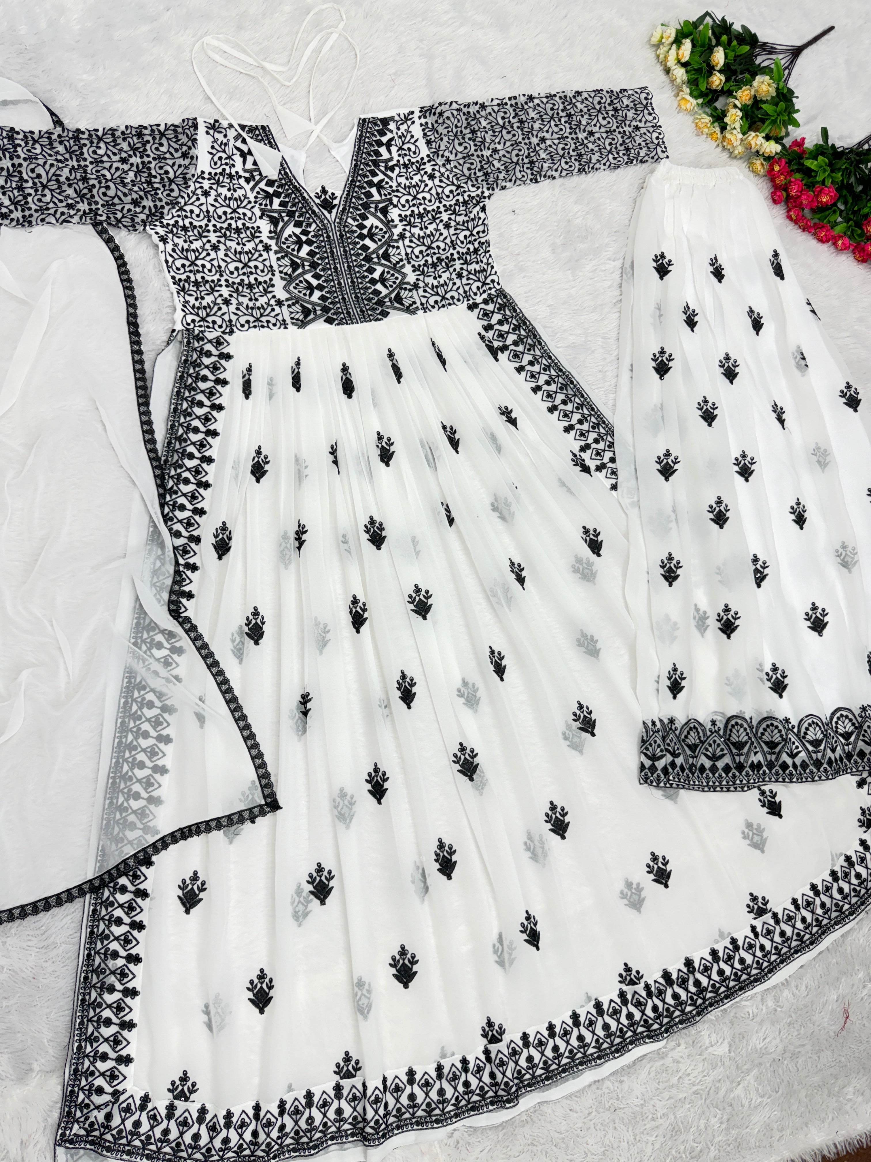 Party Wear Fancy Cut Top With Plazzo Suit Set