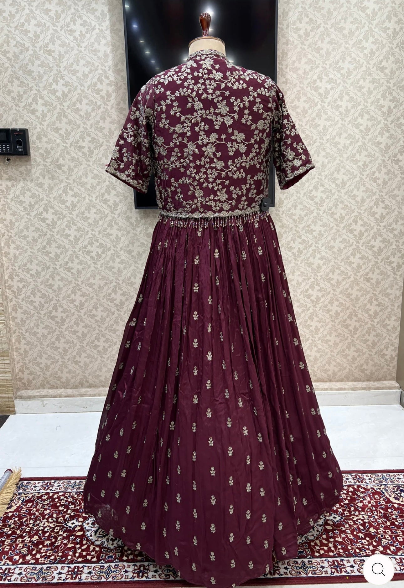 Designer Party Wear Gown-Jacket Set With Embroidery Work