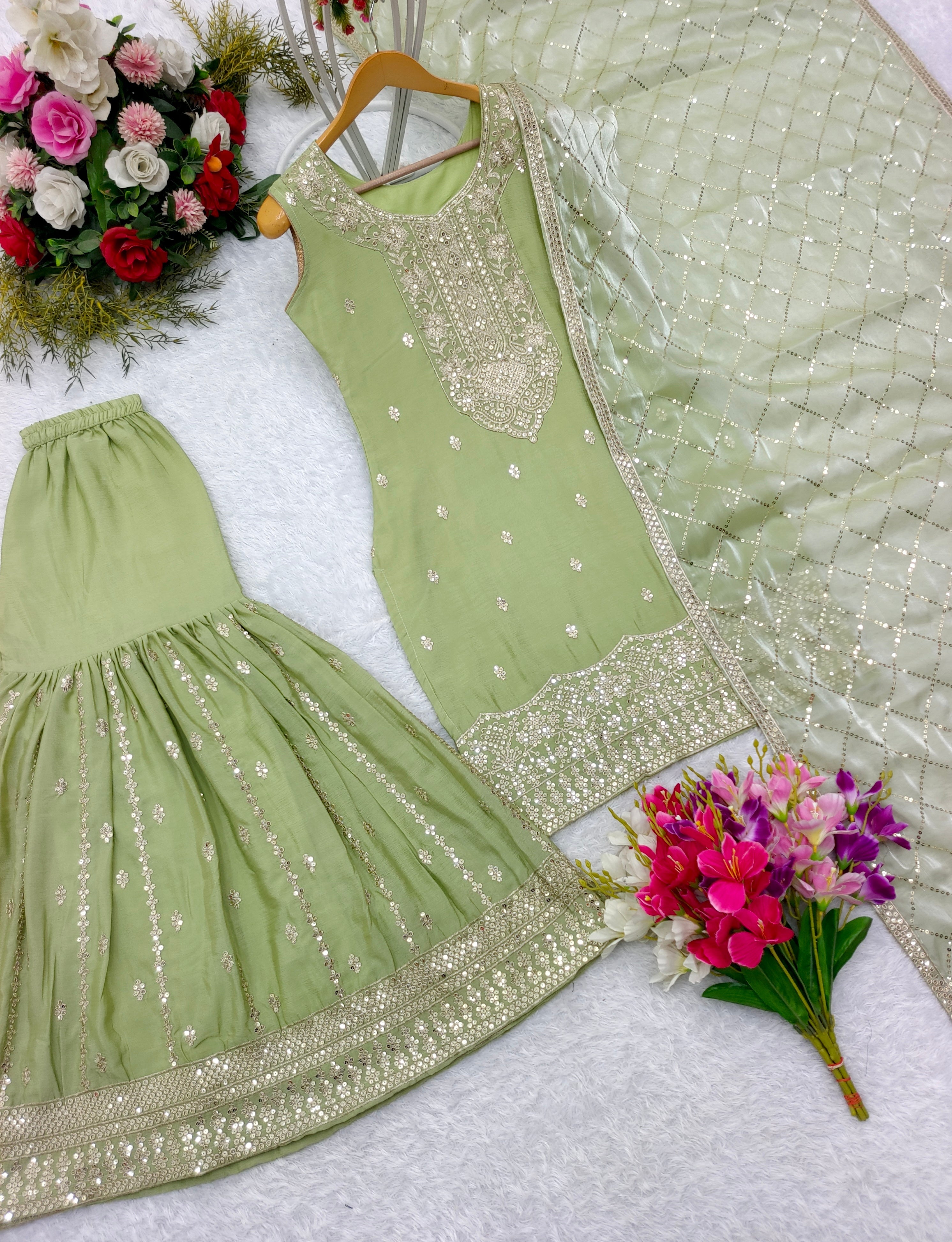Party Wear Designer Top-Sarara And Beautiful Dupatta