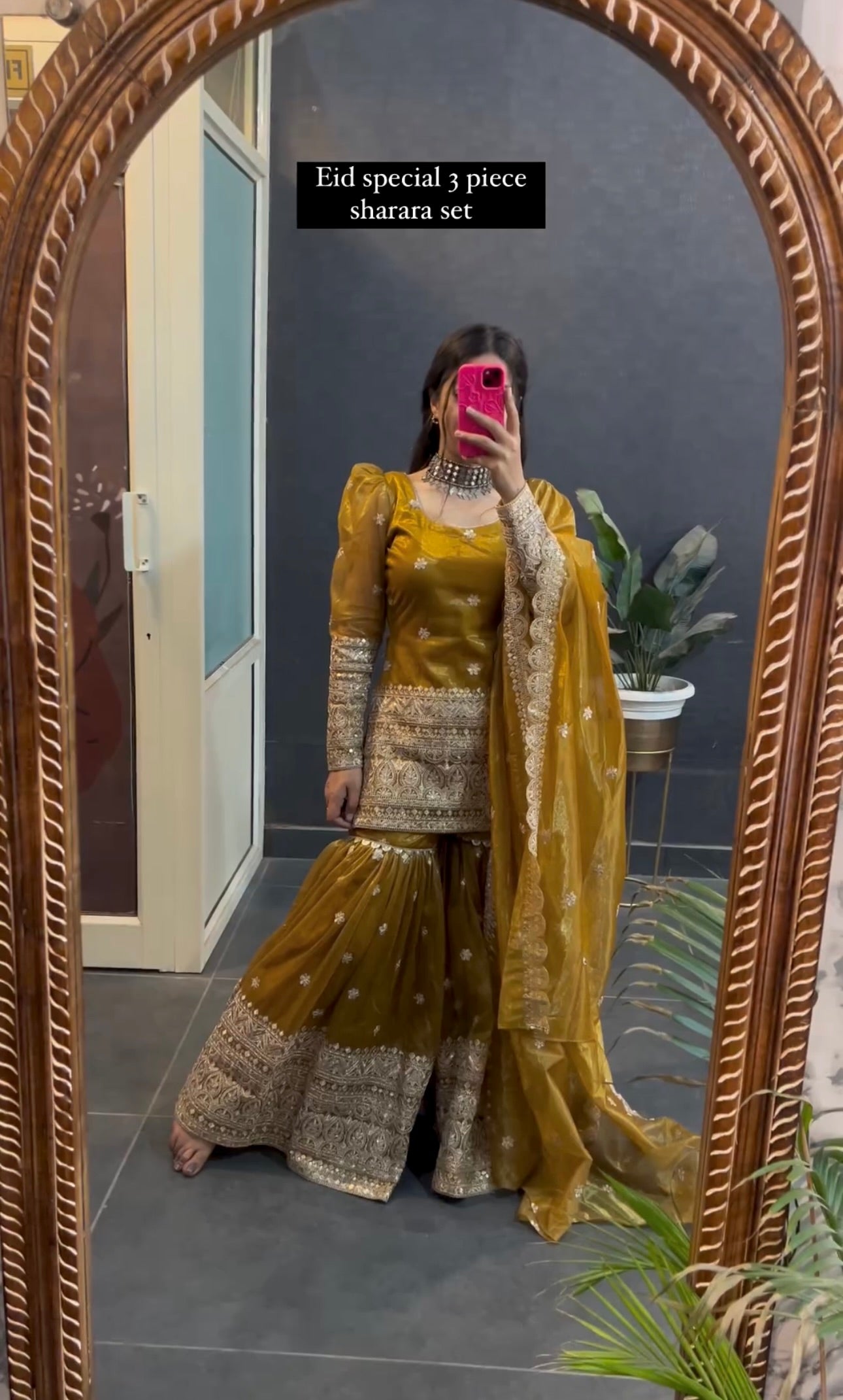 Party Wear Top-Sharara And Dupatta With Embroidery Sequence Work