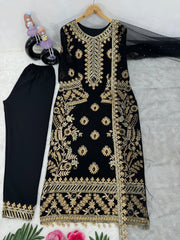 Designer Top Pent And Dupatta With Sequence And Fancy Lace