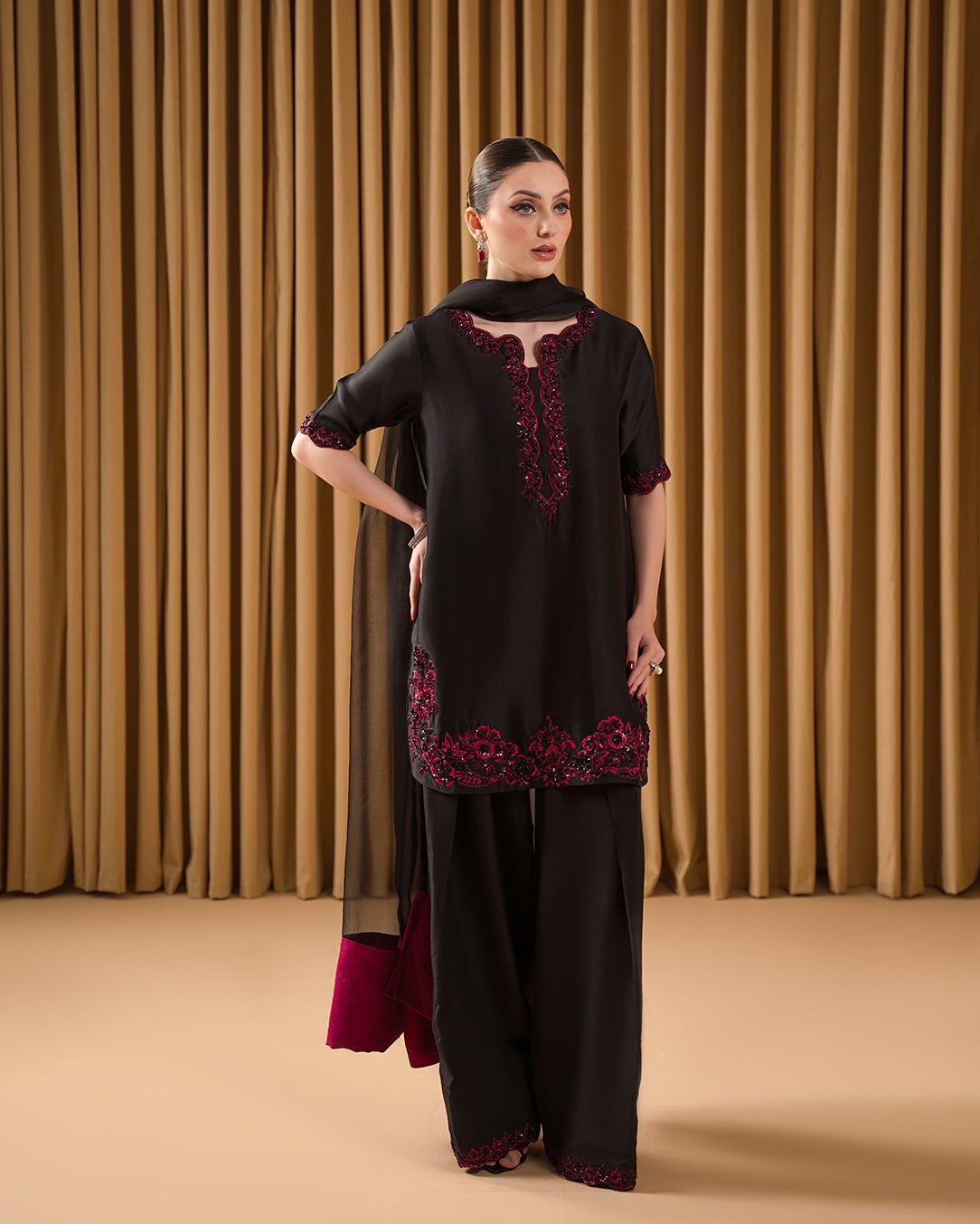 Designer Party Wear Look Top &  Plazzo With Dupatta