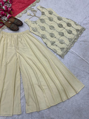 Fancy Suit Set With Embroidery Coding Sequence Work