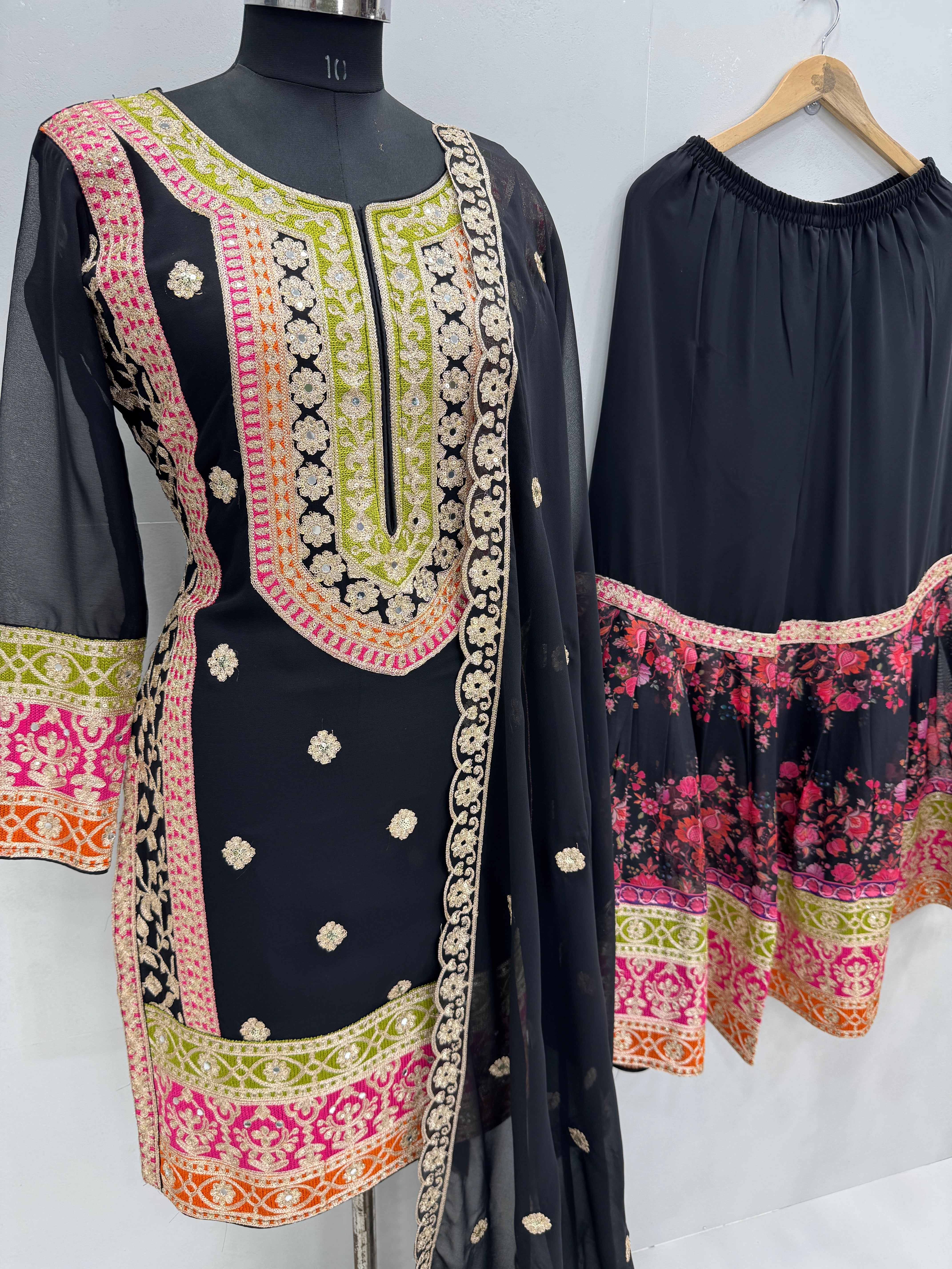 Designer Party Wear Top Plazzo And Beautiful Dupatta