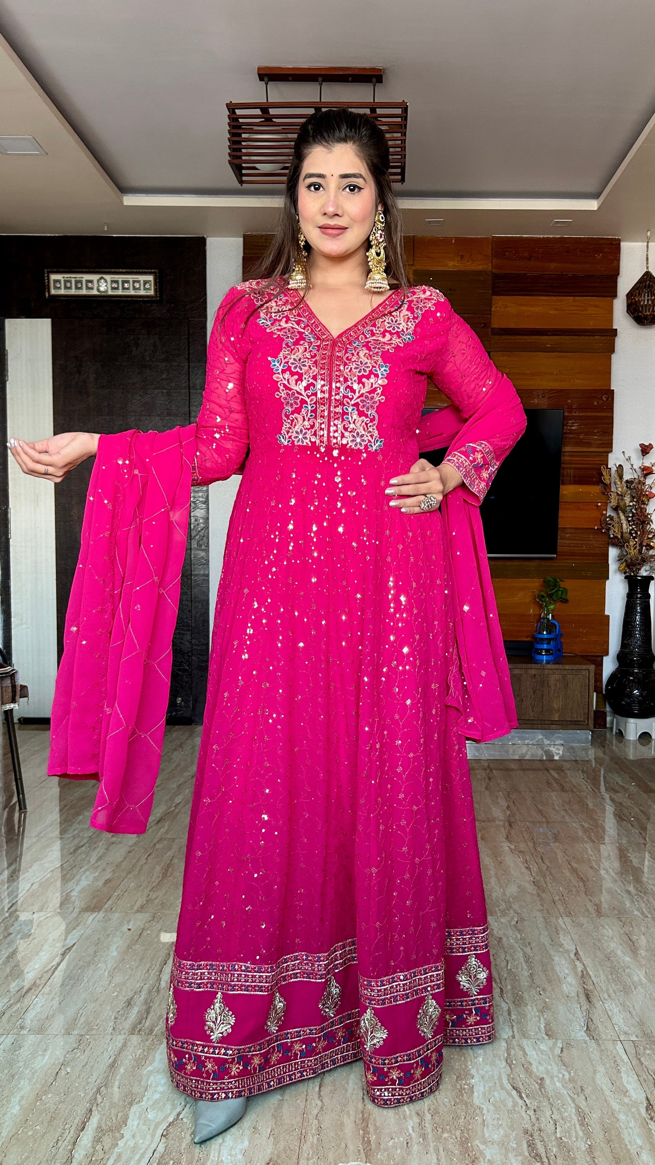 Designer Party Wear Gown-Pent And Dupatta