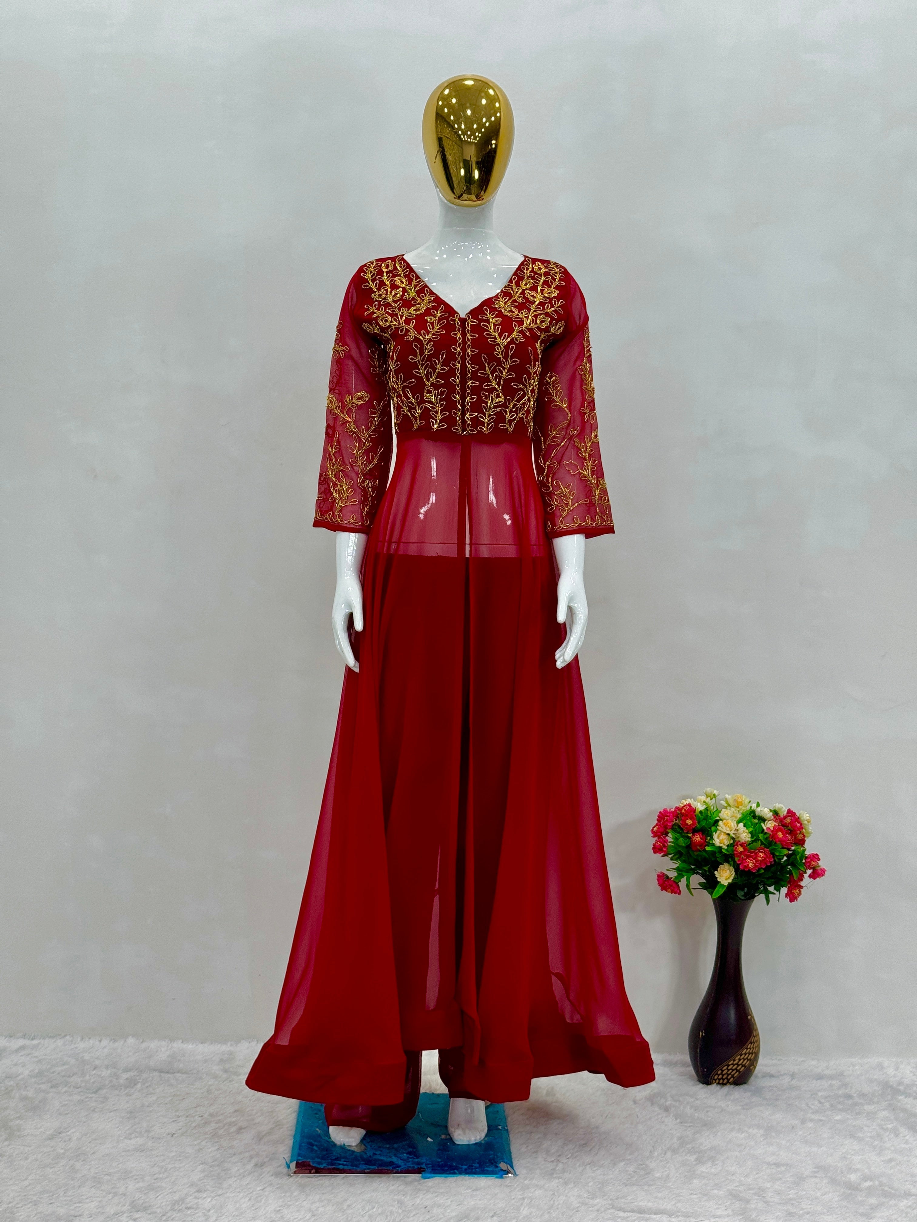 Designer Top Pent With Hand Work & Can Vas Patta