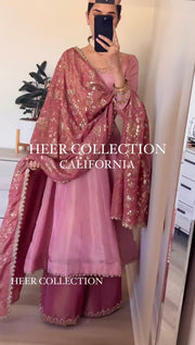 Party Wear Anarkali Gown, Dupatta & Plazzo Set