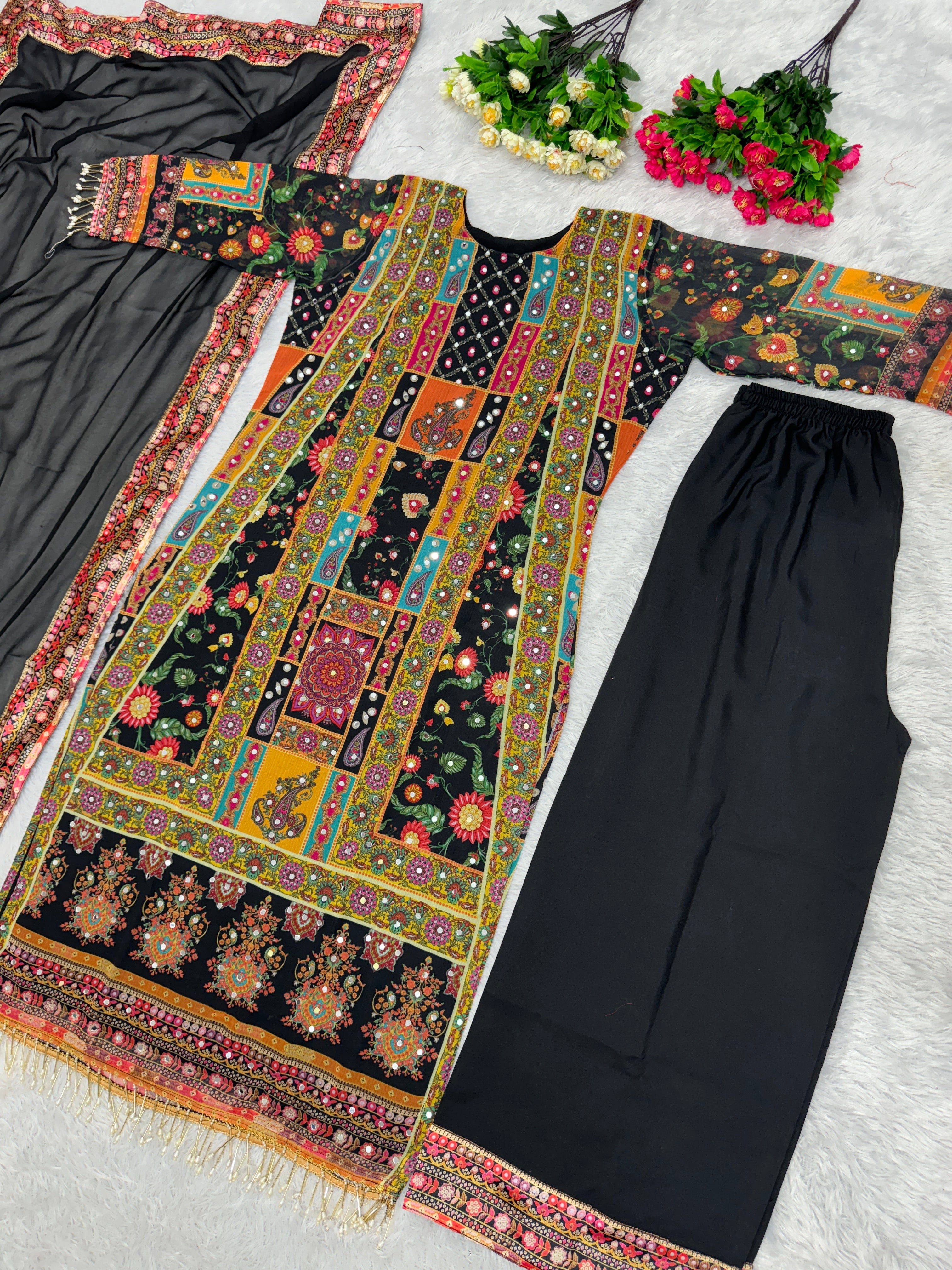 Party Wear Beautiful Top Bottom And Dupatta