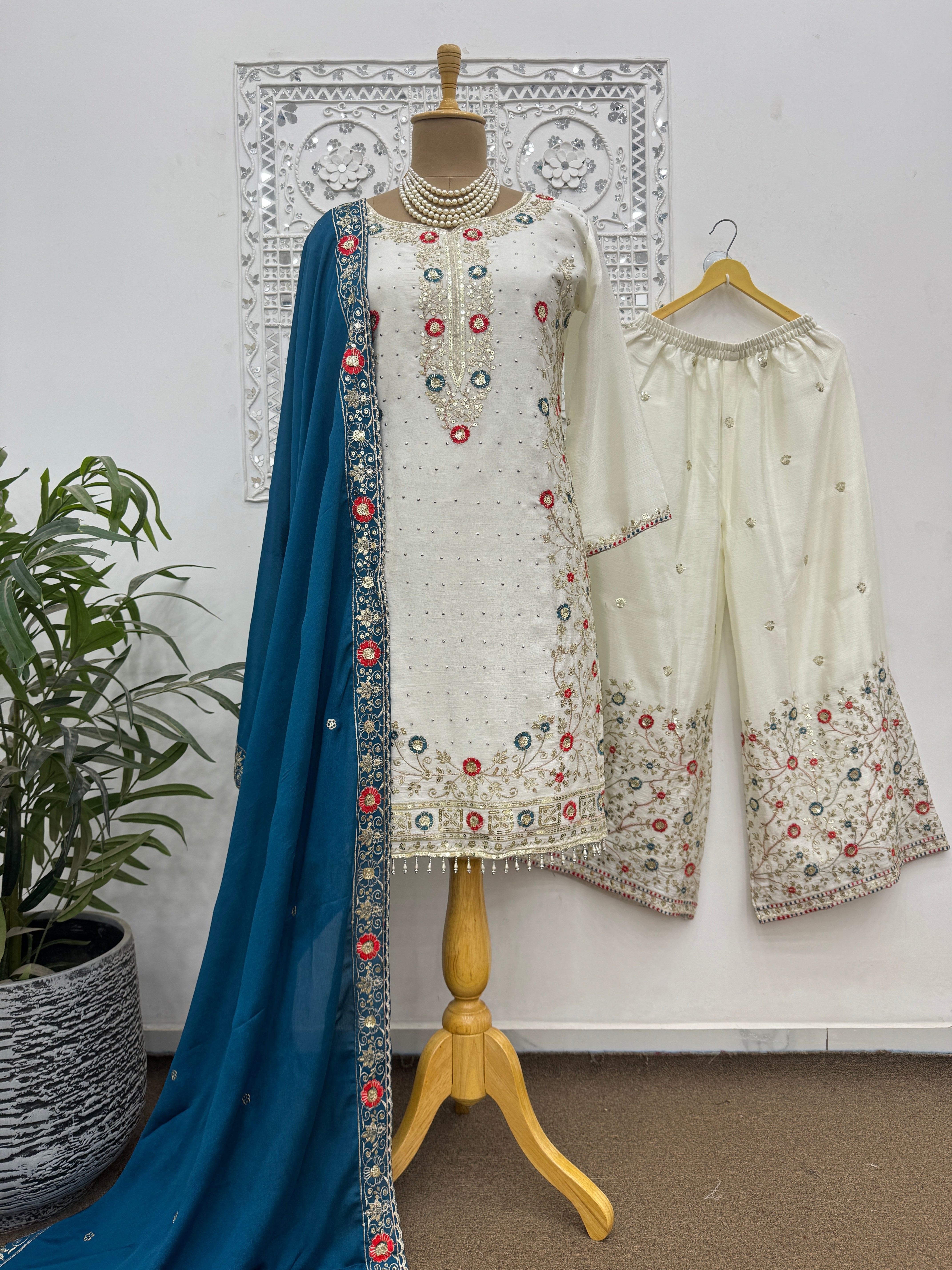 Party Wear Look Designer Top And Bottom With Dupatta