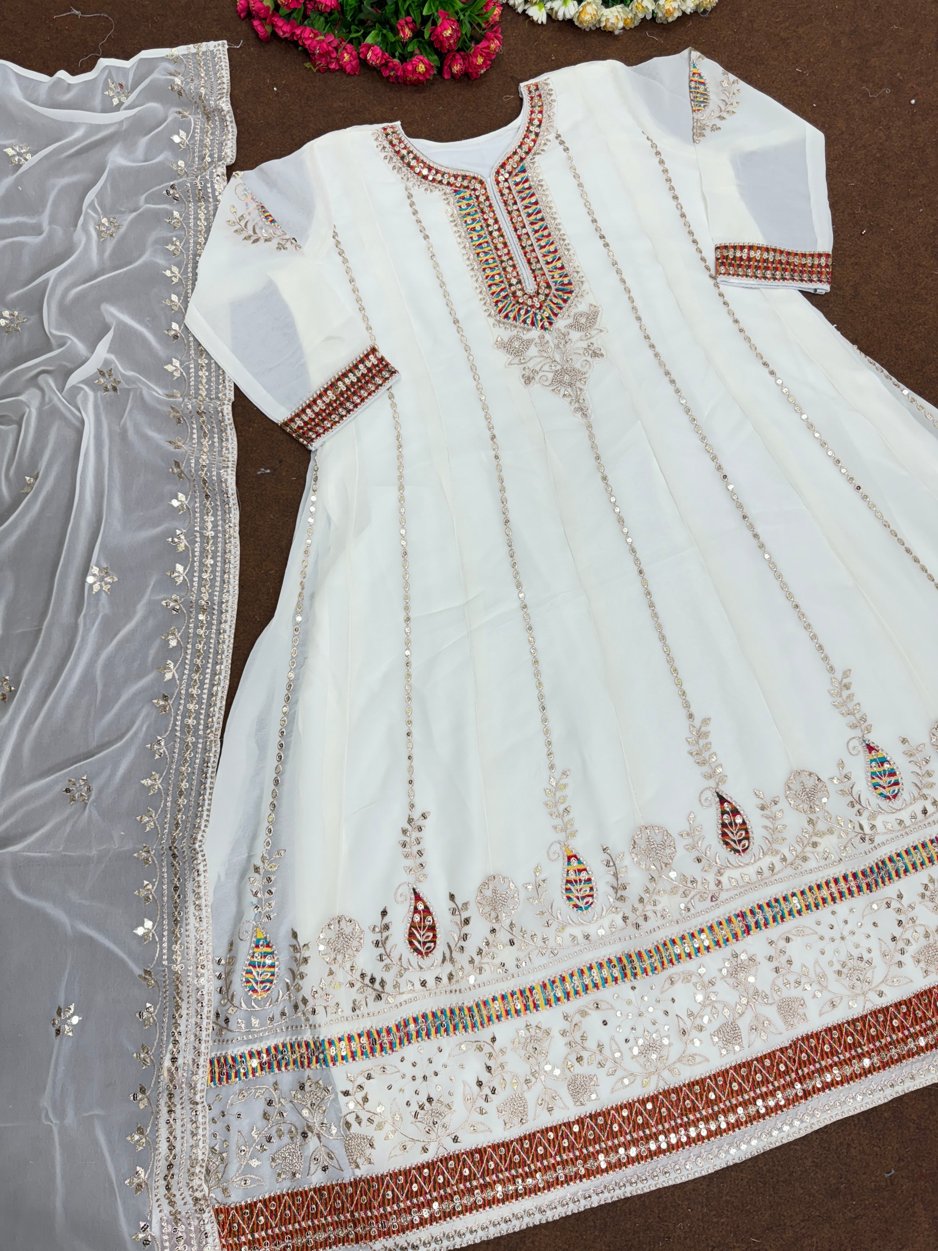 Beautiful Party Wear Anarkali Gown With Fancy Dupatta