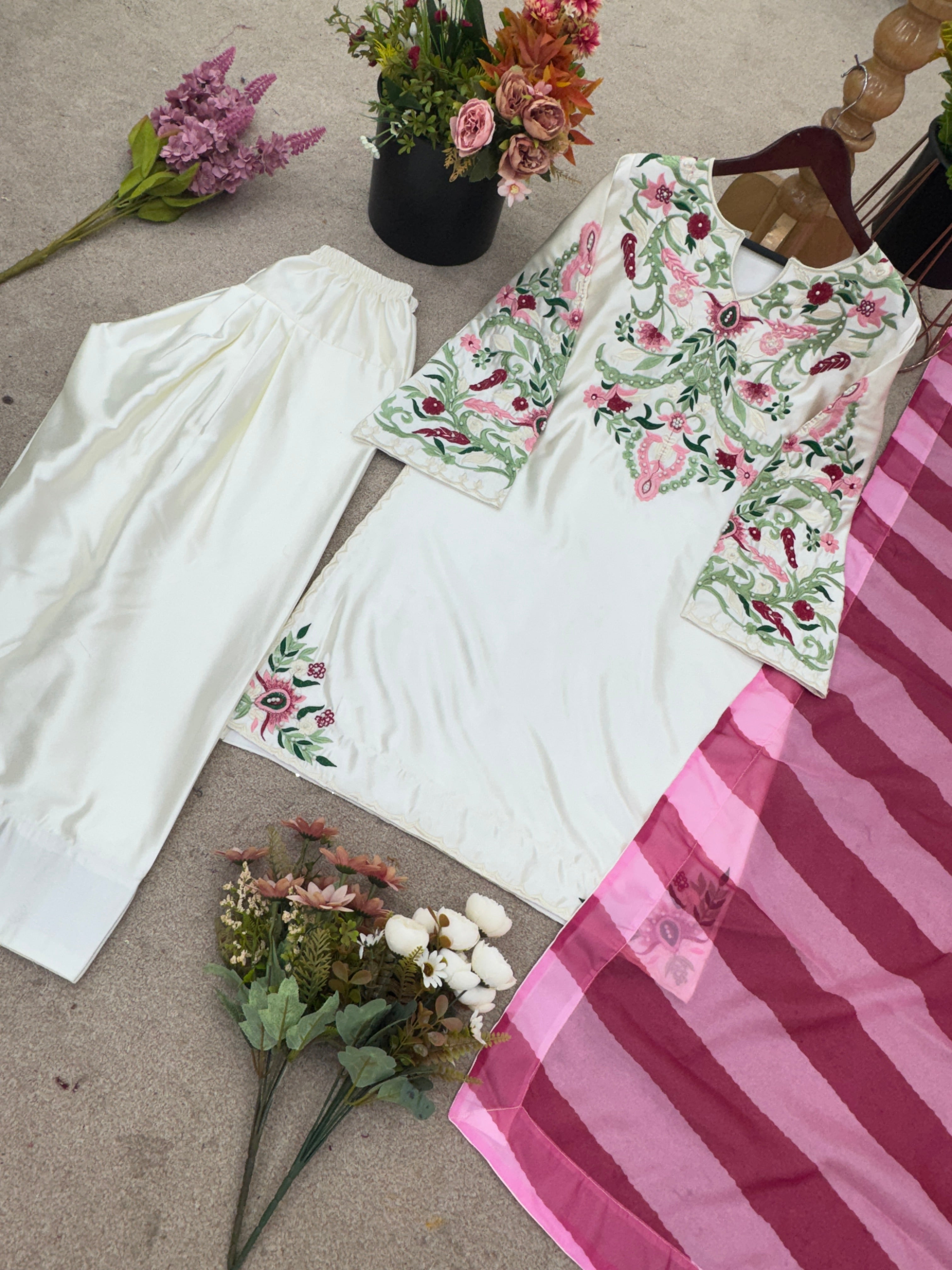 Designer Party Wear Top-Bottom And Beautiful Dupatta