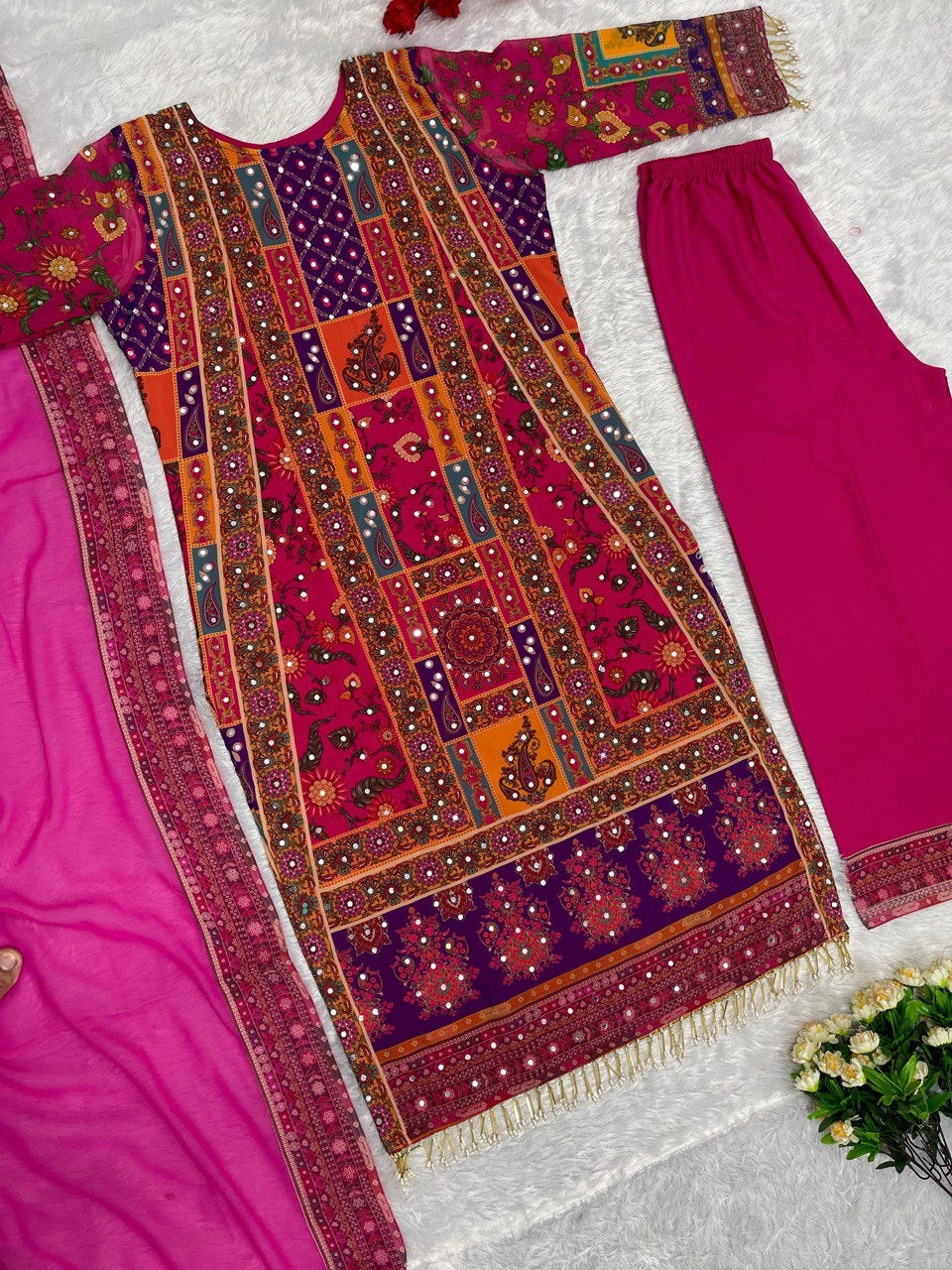 Party Wear Beautiful Top Bottom And Dupatta
