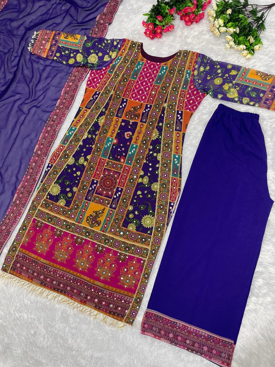 Party Wear Beautiful Top Bottom And Dupatta