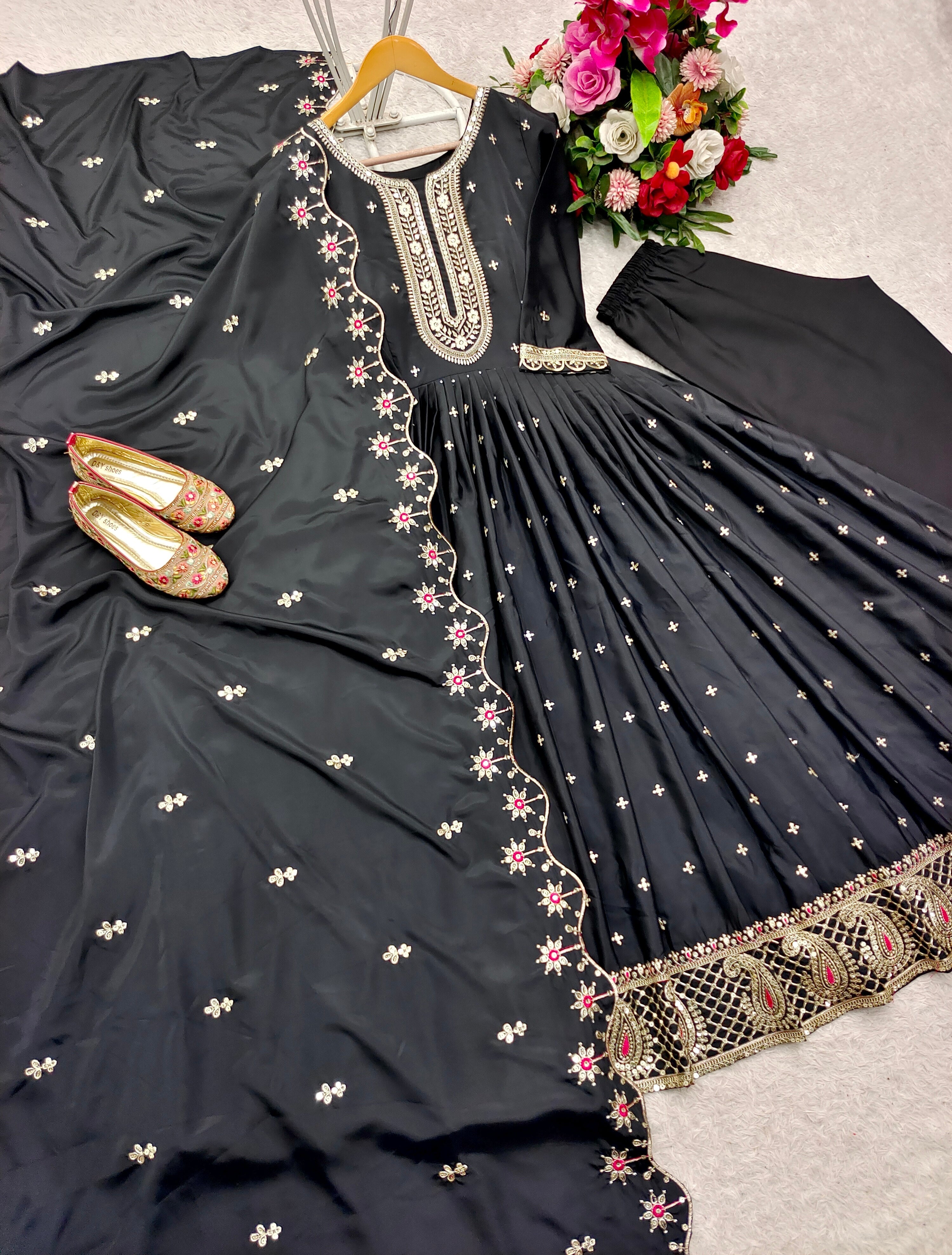 Beautiful Party Wear Look Gown-Pent And Dupatta