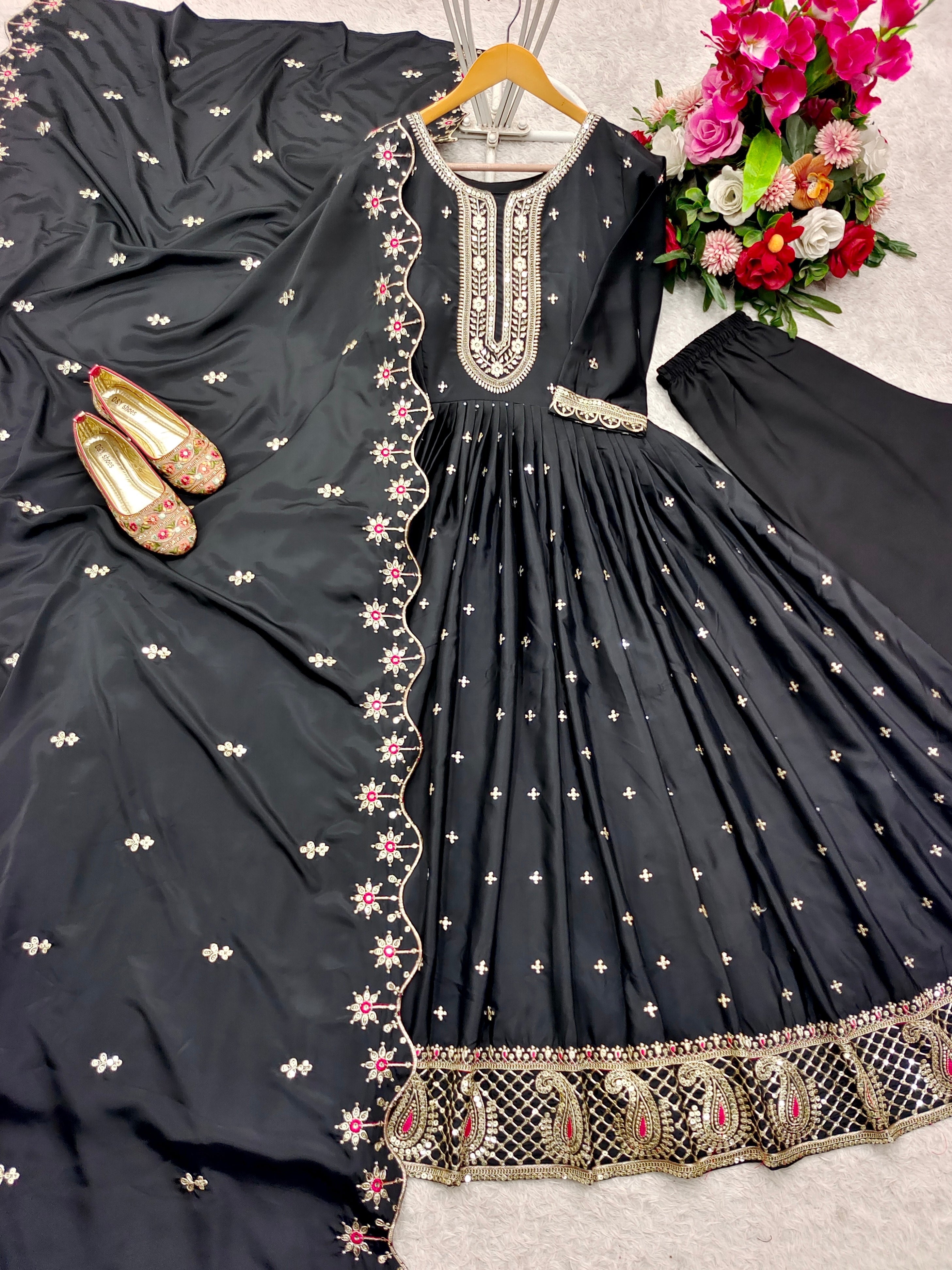 Beautiful Party Wear Look Gown-Pent And Dupatta