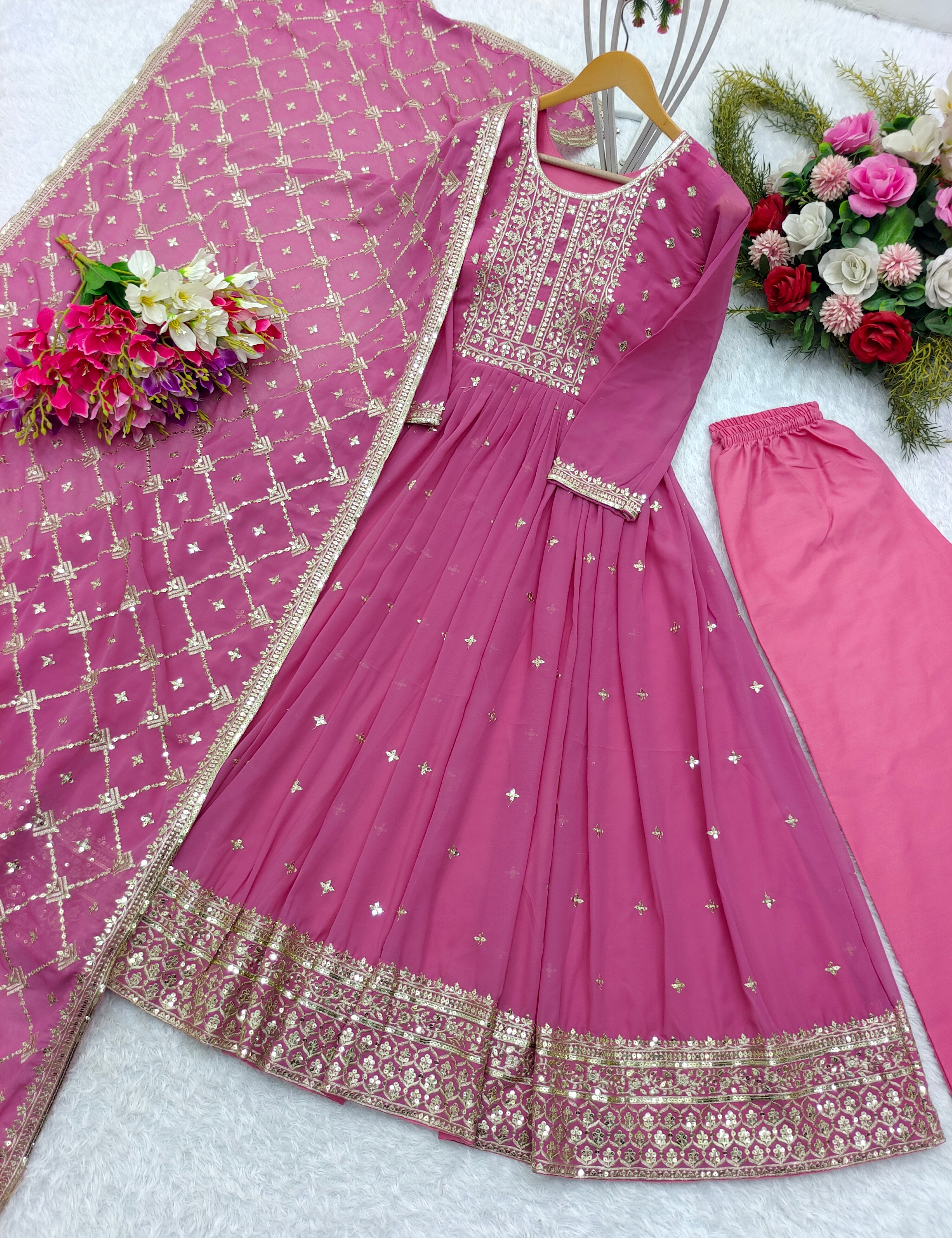 Beautiful Party Wear Gown -Pent And Designer Dupatta