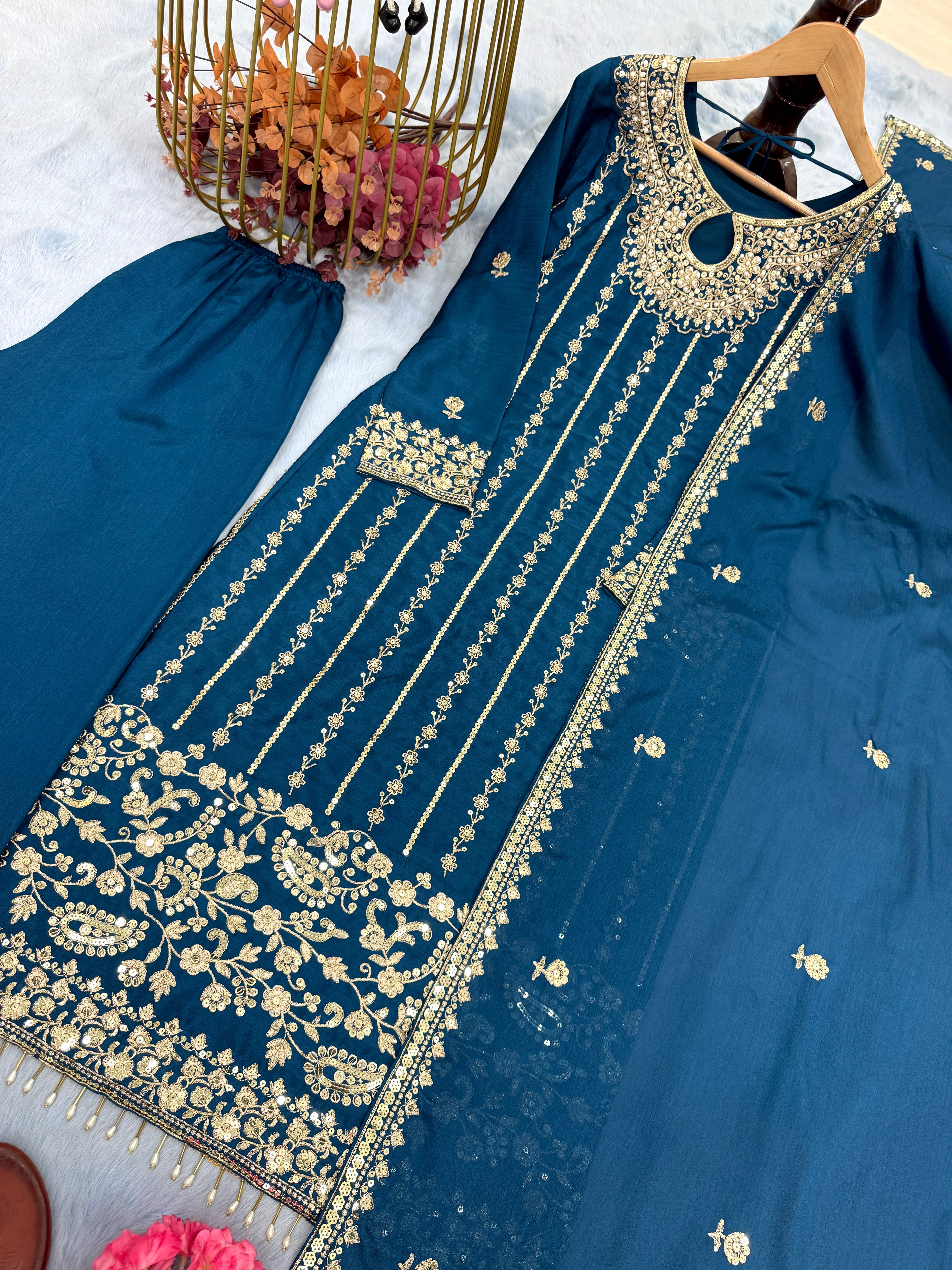 Designer Party Wear Look Top Bottom & Dupatta Set