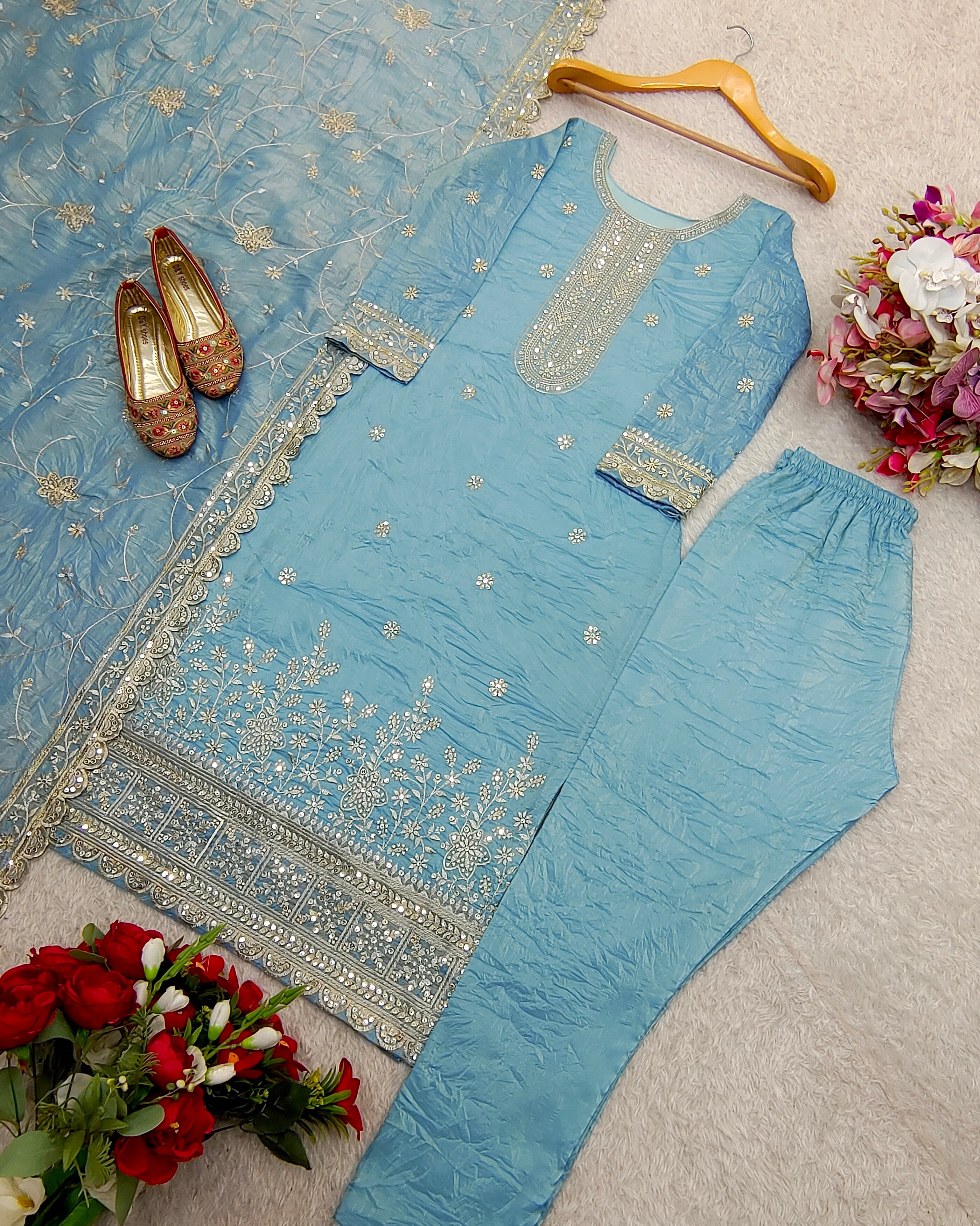 Designer Party Wear Top, Pent & Beautiful Dupatta