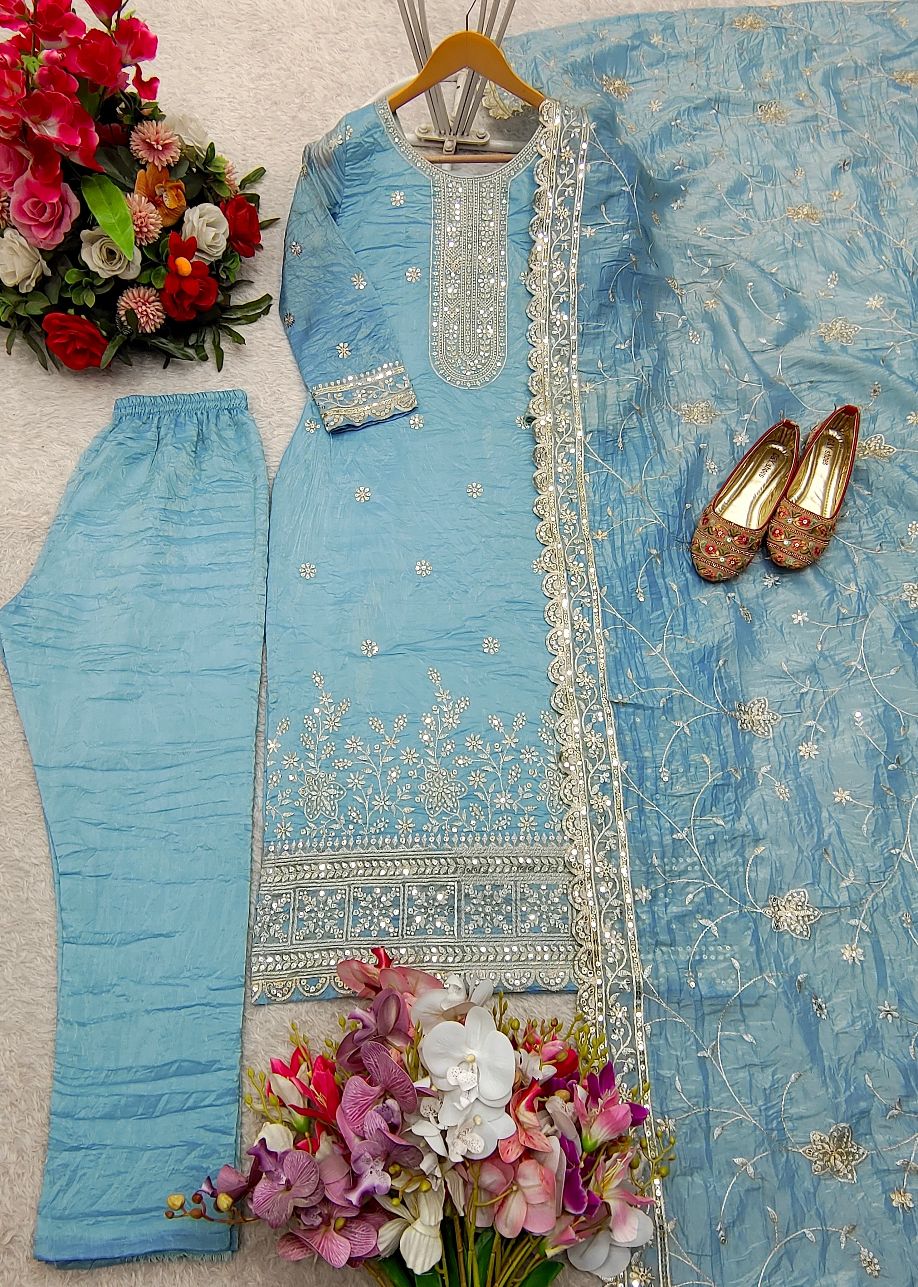 Designer Party Wear Top, Pent & Beautiful Dupatta