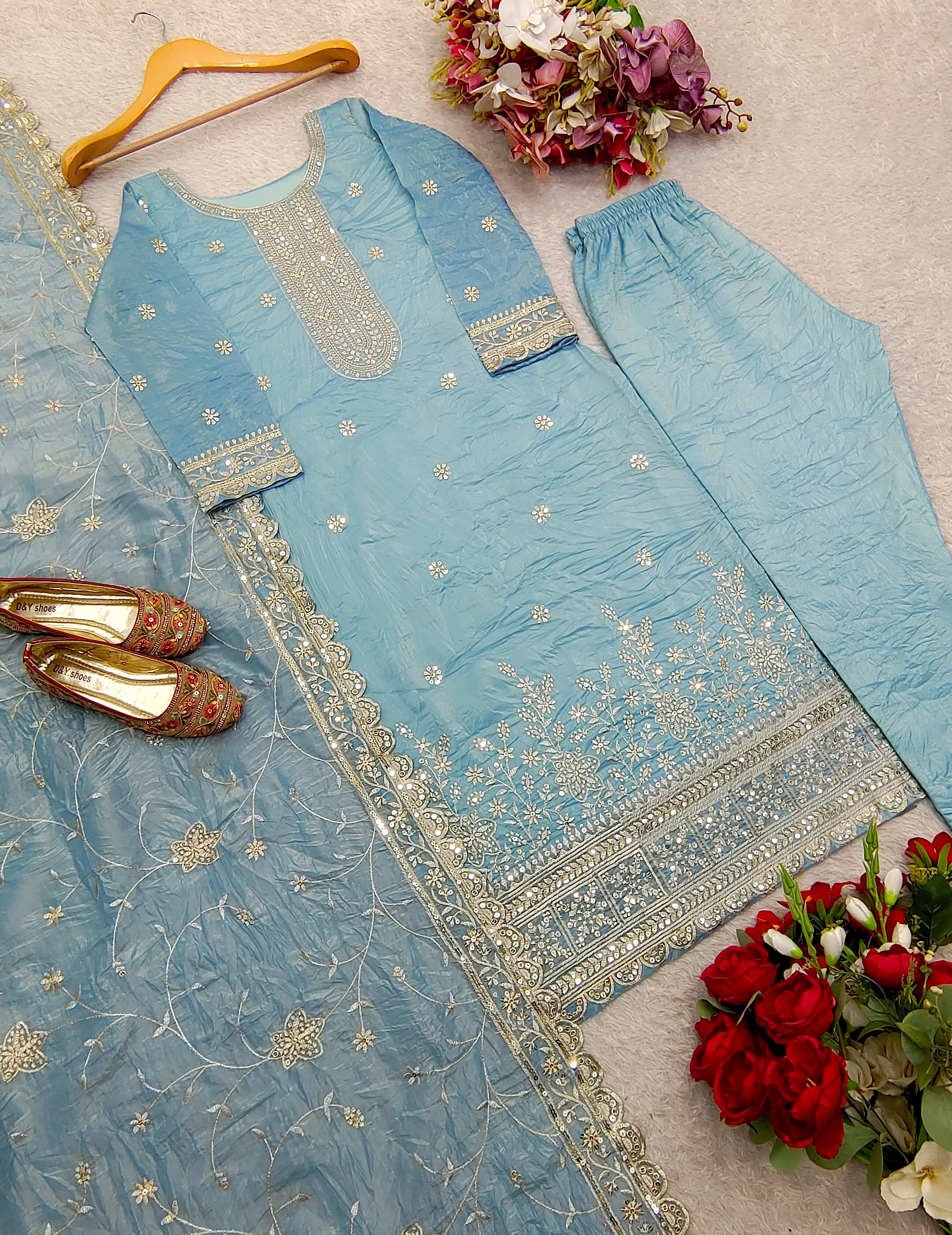 Designer Party Wear Top, Pent & Beautiful Dupatta