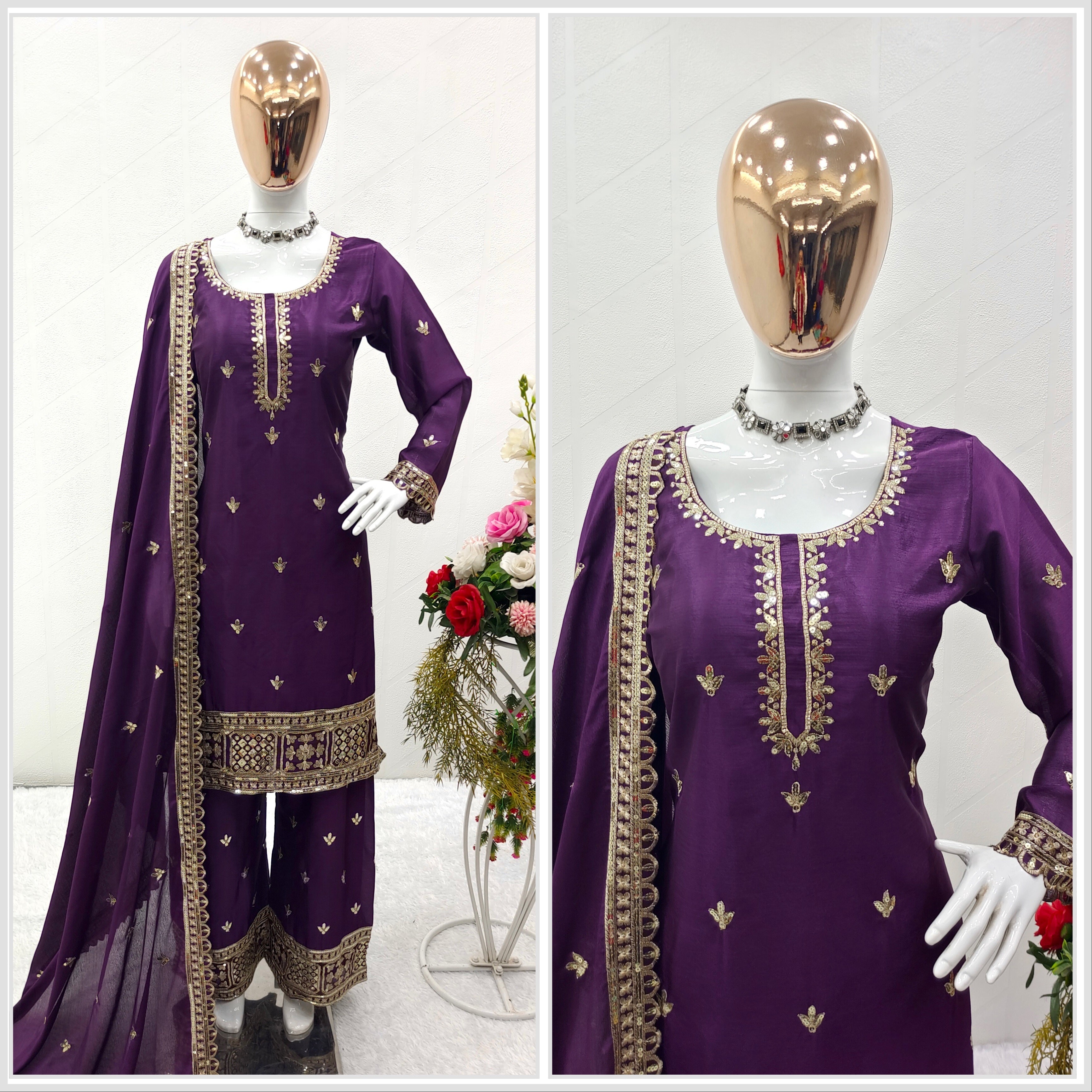 Designer Party Wear Top-Palazzo And Beautiful Dupatta