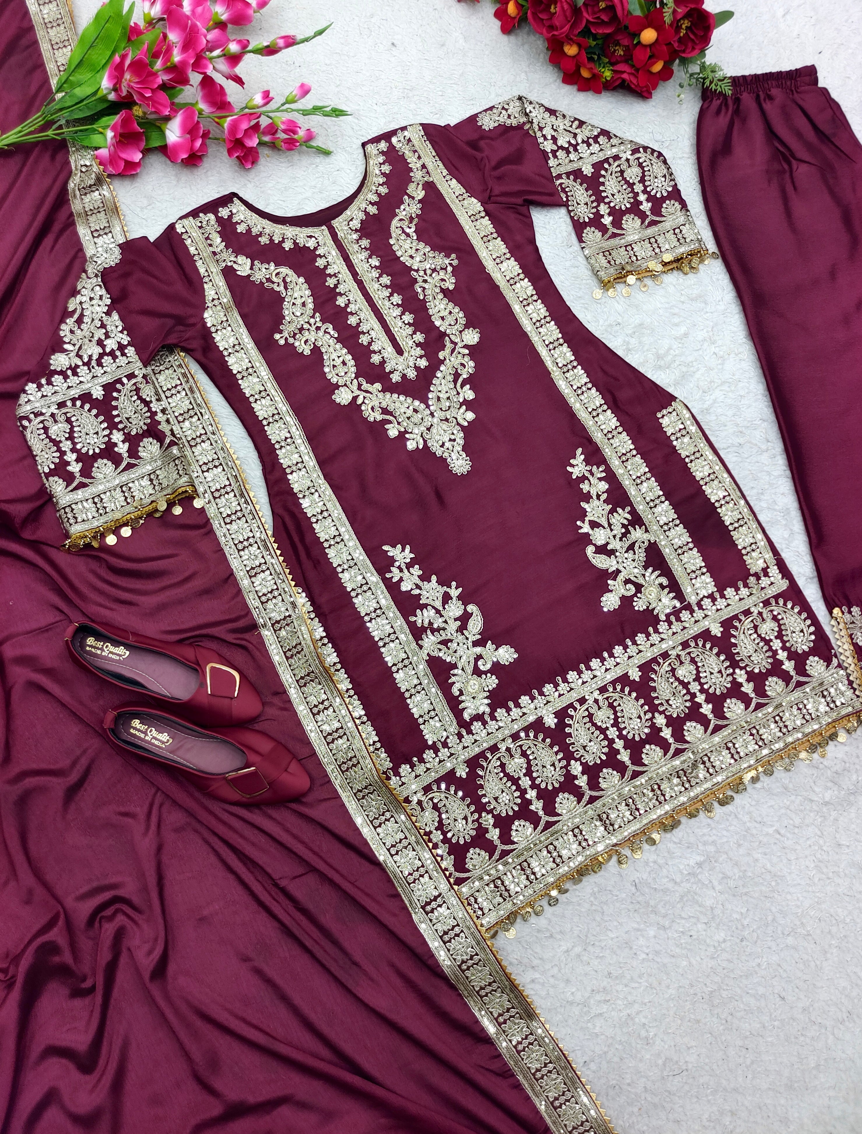 Designer Top-Pent With Beautiful Dupatta Set