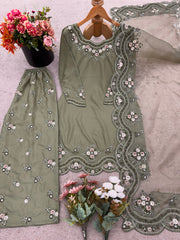 Designer Top-Bottom And Dupatta With Embroidery Sequence Work