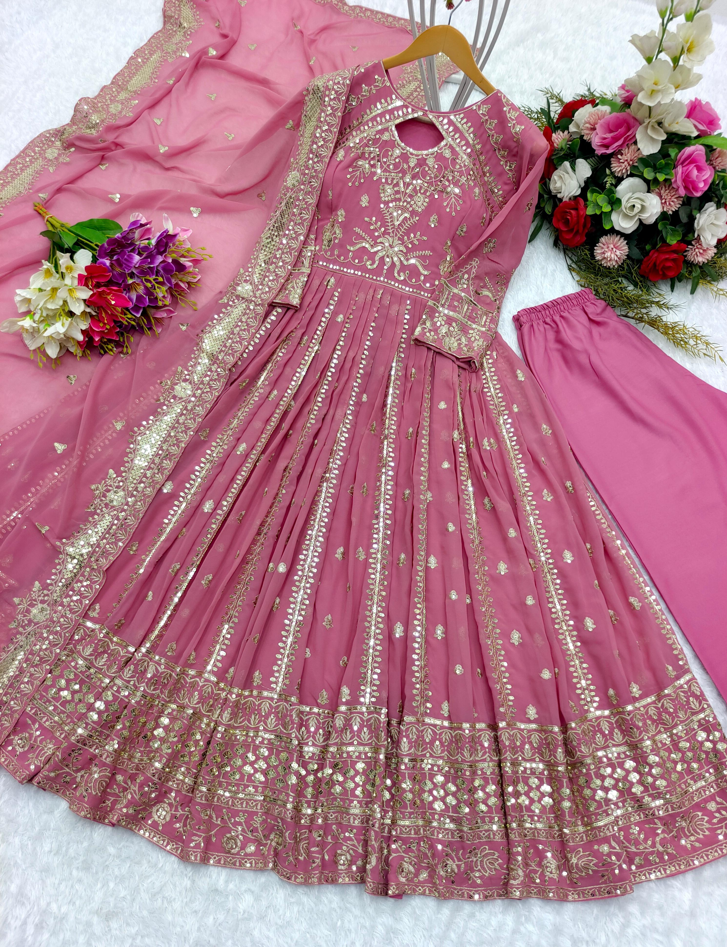 Designer Party Wear Gown With Pent Dupatta Set
