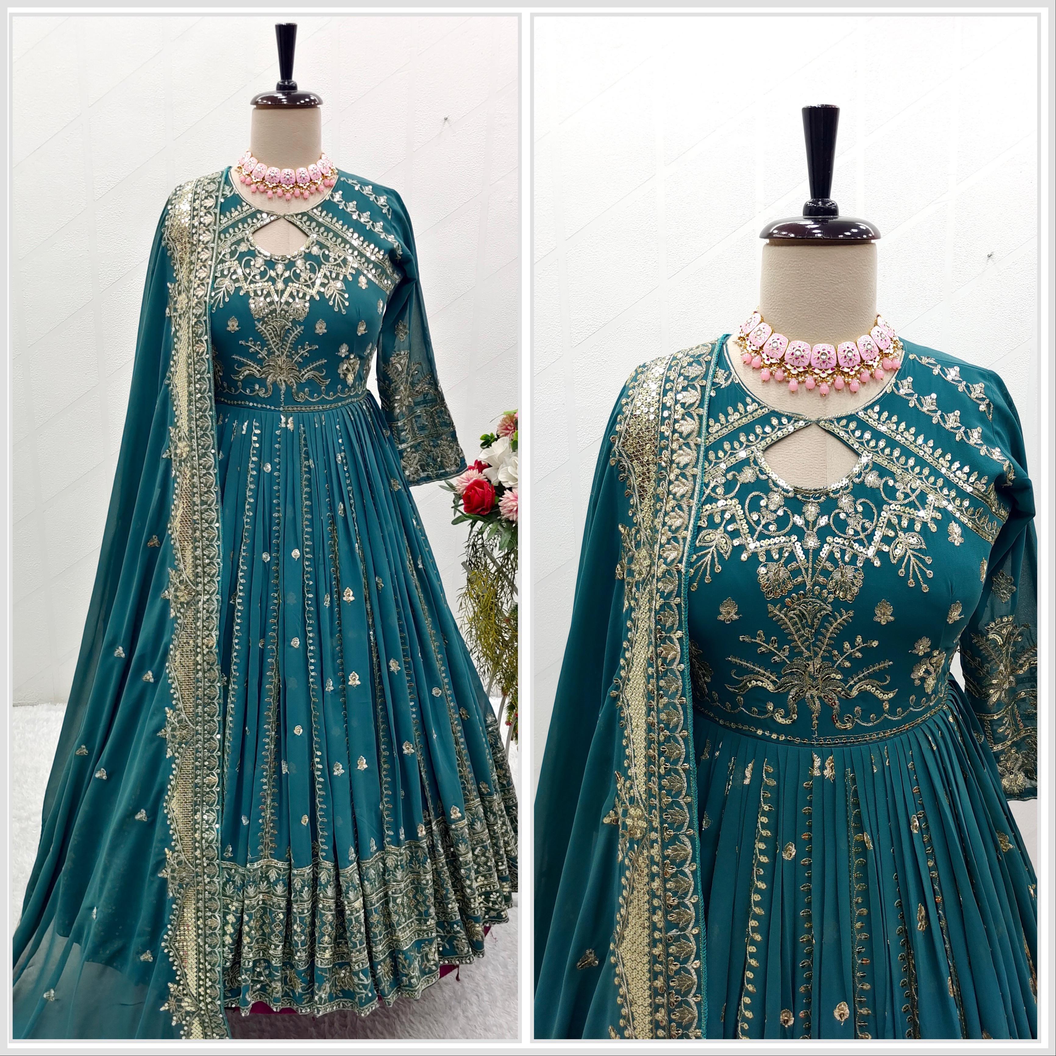 Designer Party Wear Gown With Pent Dupatta Set