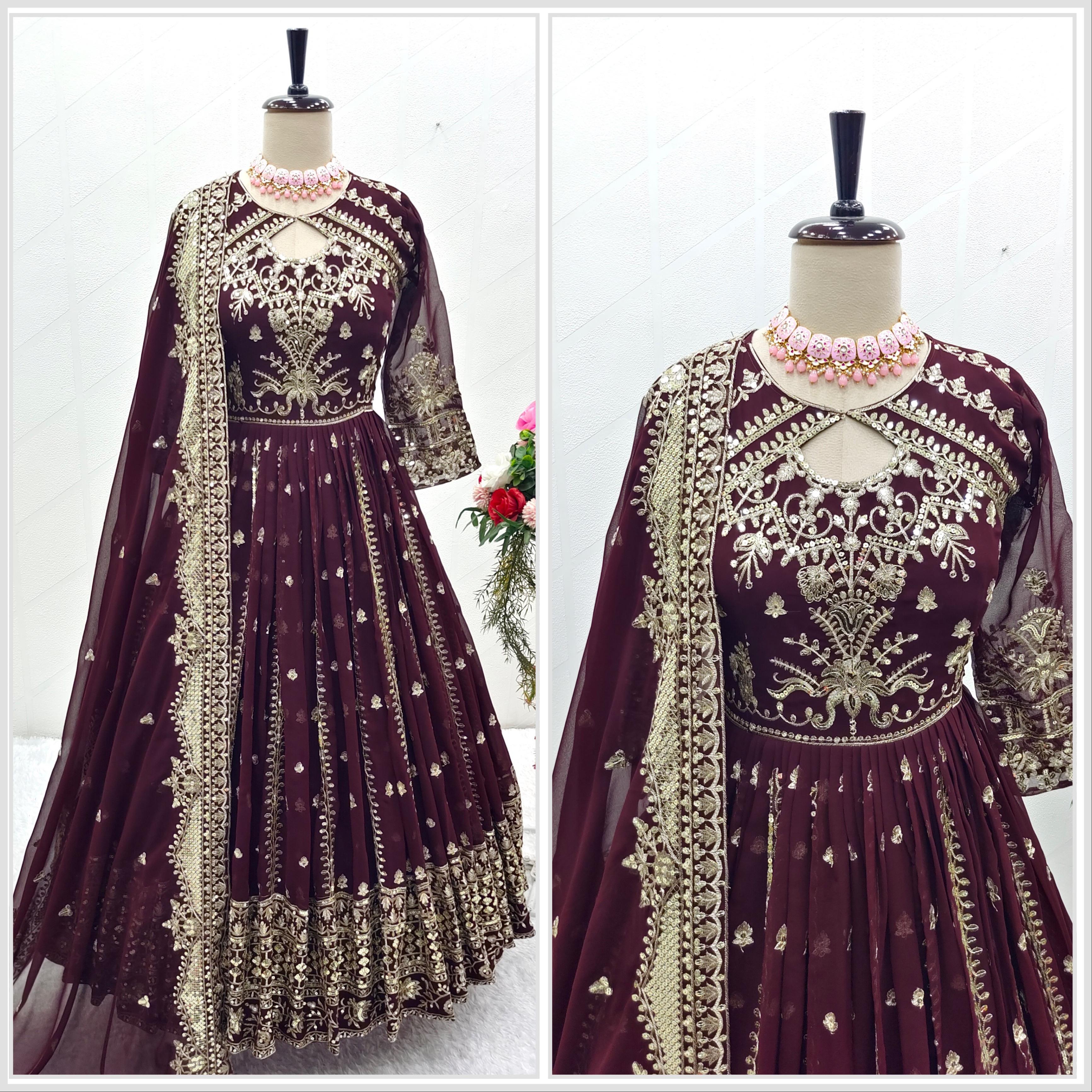 Designer Party Wear Gown With Pent Dupatta Set