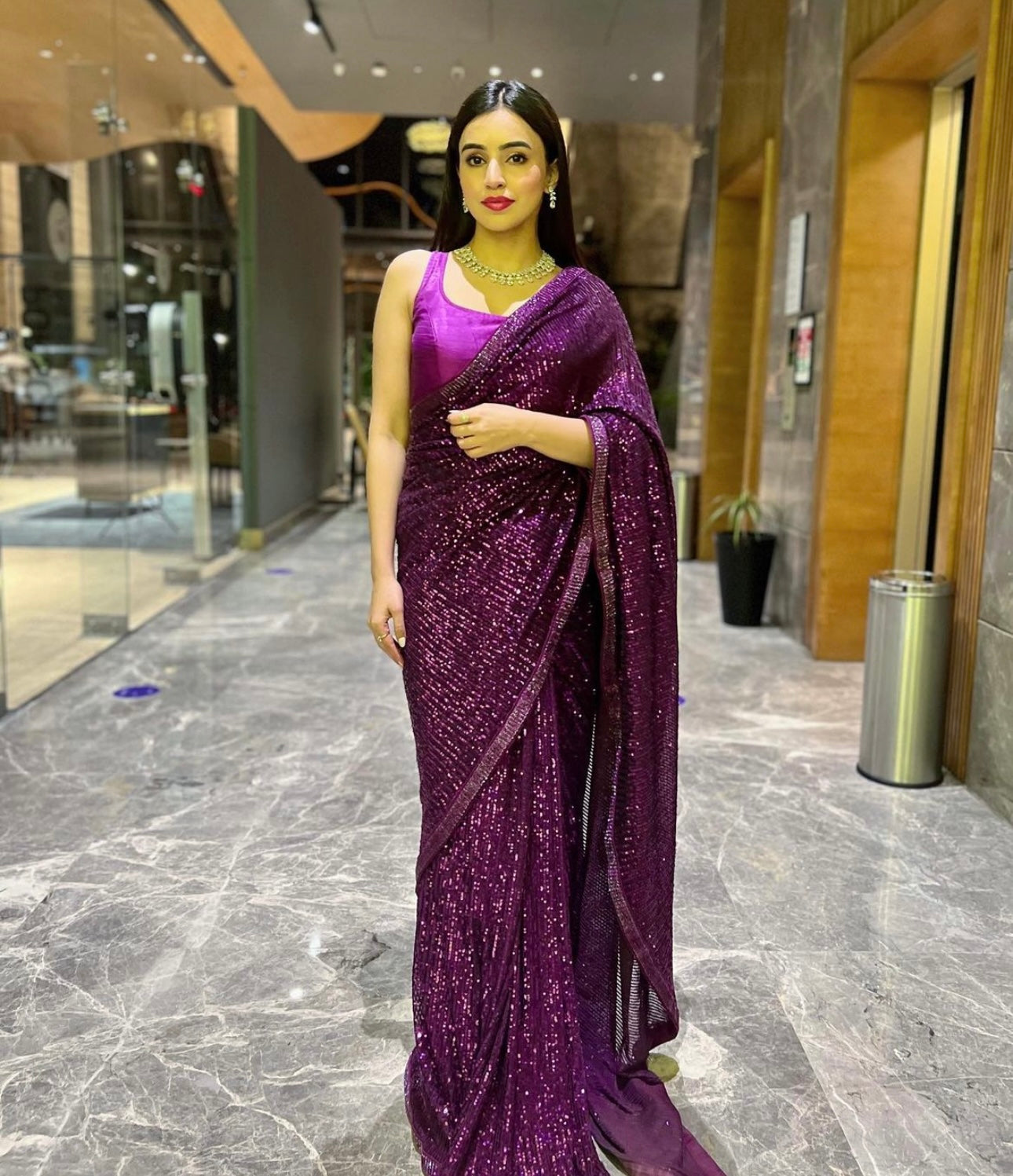 Designer Party Wear Saree With Sequence Work
