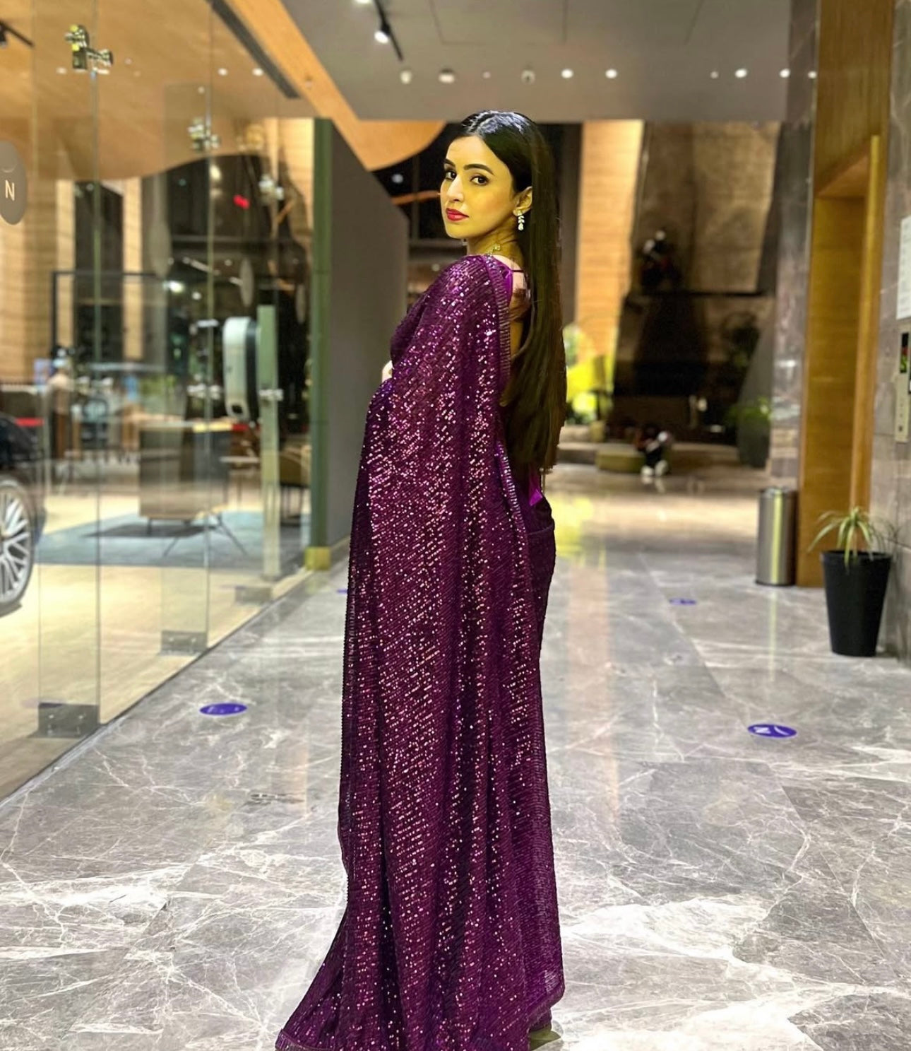 Designer Party Wear Saree With Sequence Work