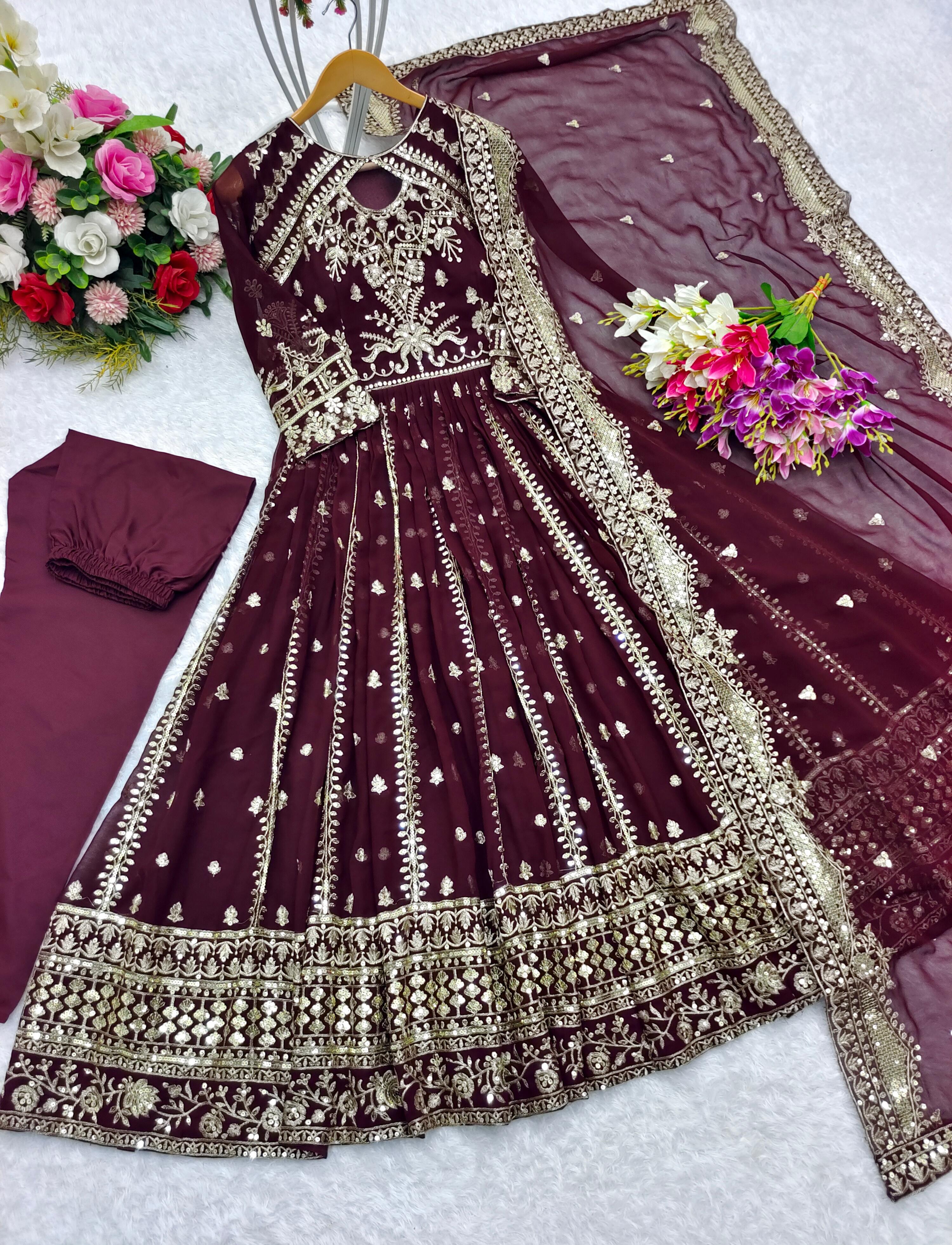 Designer Party Wear Gown With Pent Dupatta Set