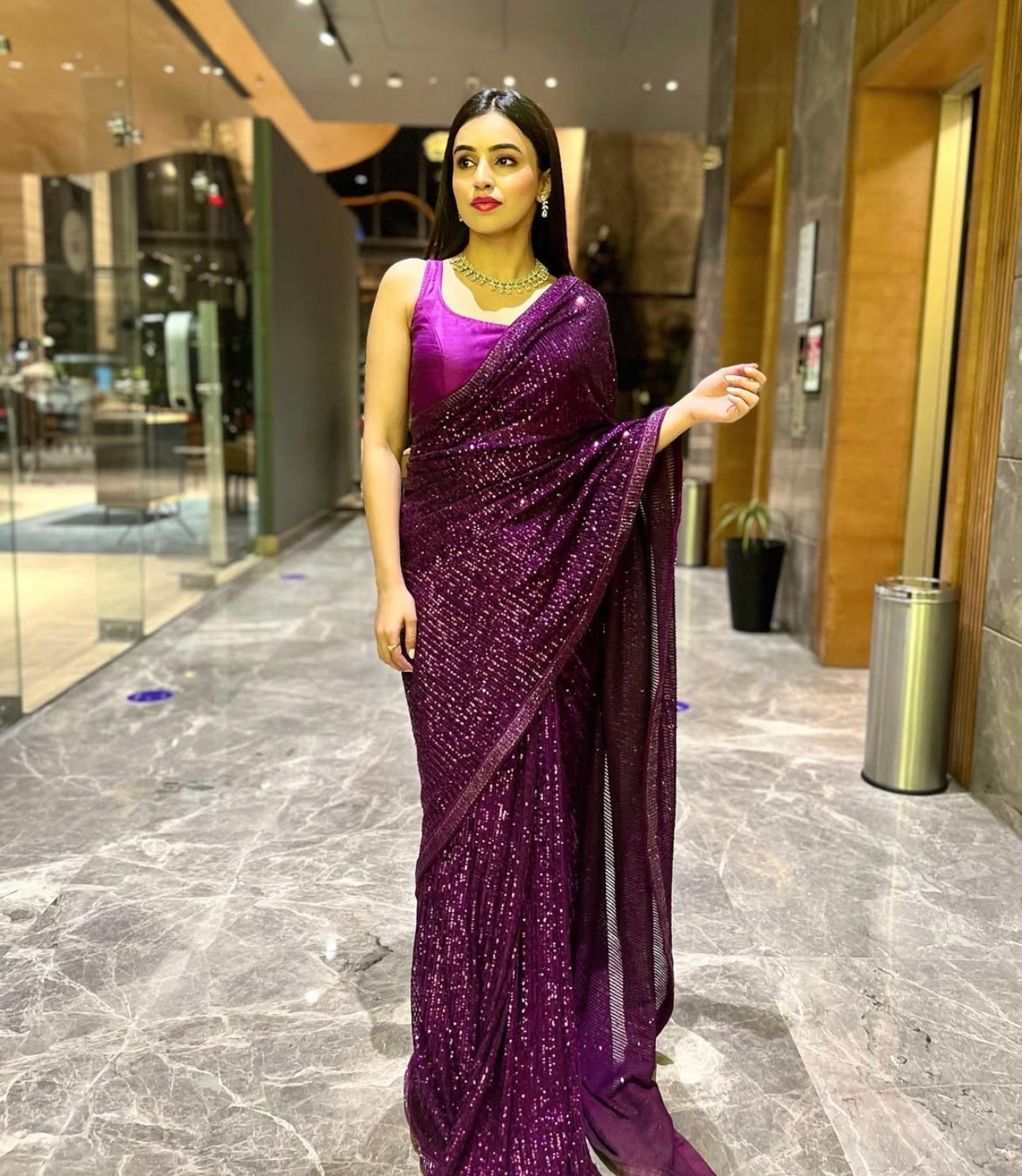 Designer Party Wear Saree With Sequence Work