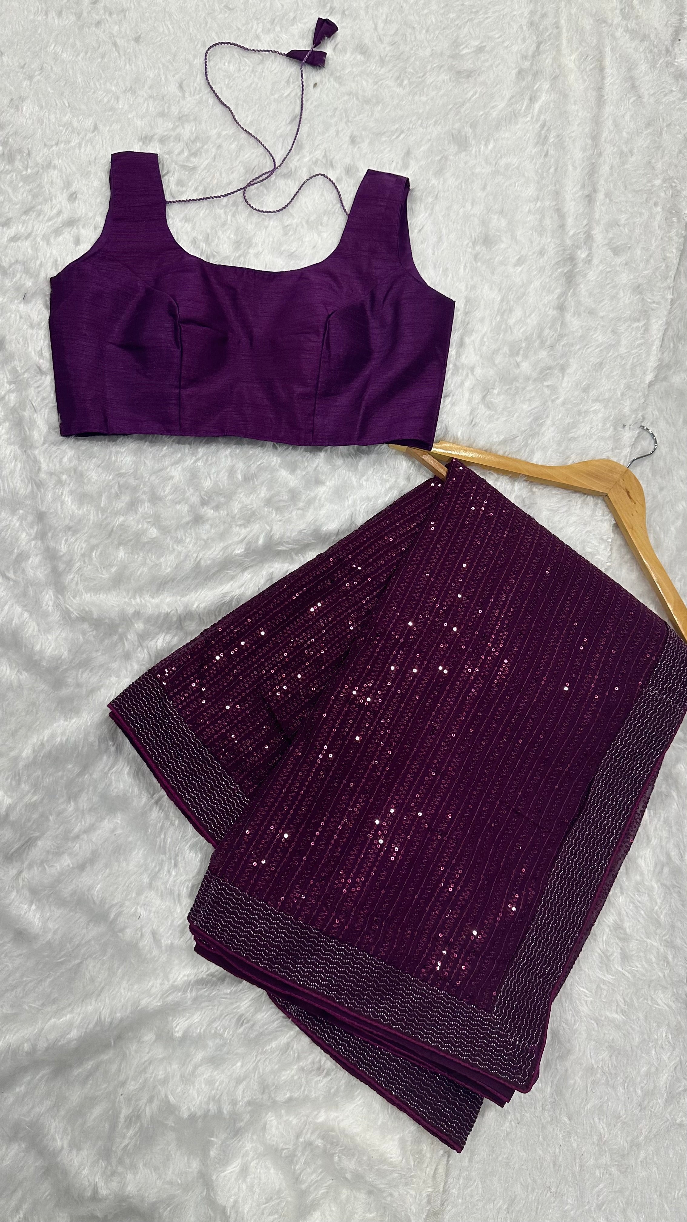 Designer Party Wear Saree With Sequence Work