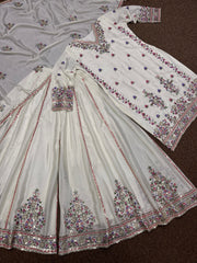 Designer Top - Plazzo And Dupatta With Embroidery Thread And Sequins Work