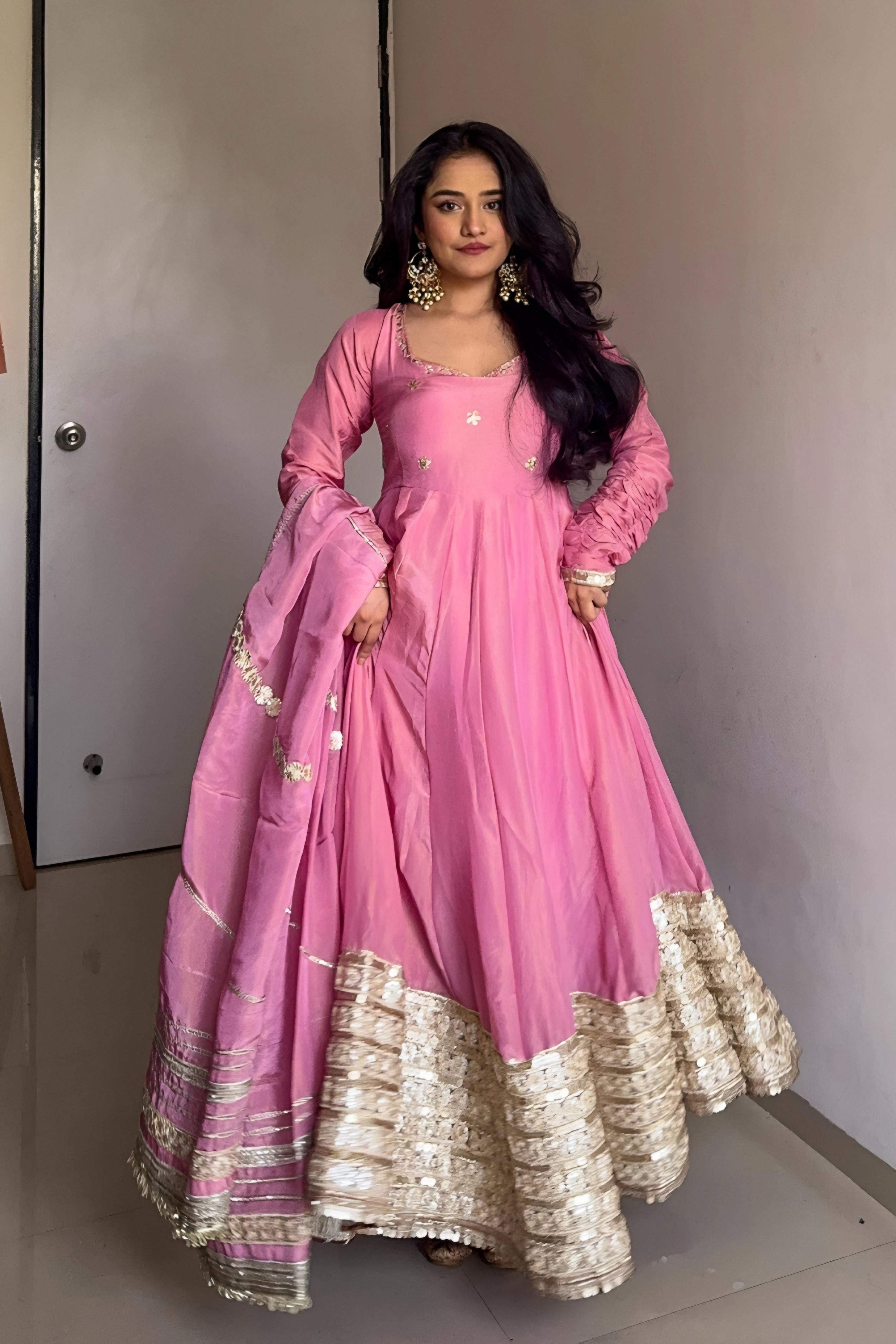 Beautiful Gown With Embroidery Zari-Codding Sequins Work