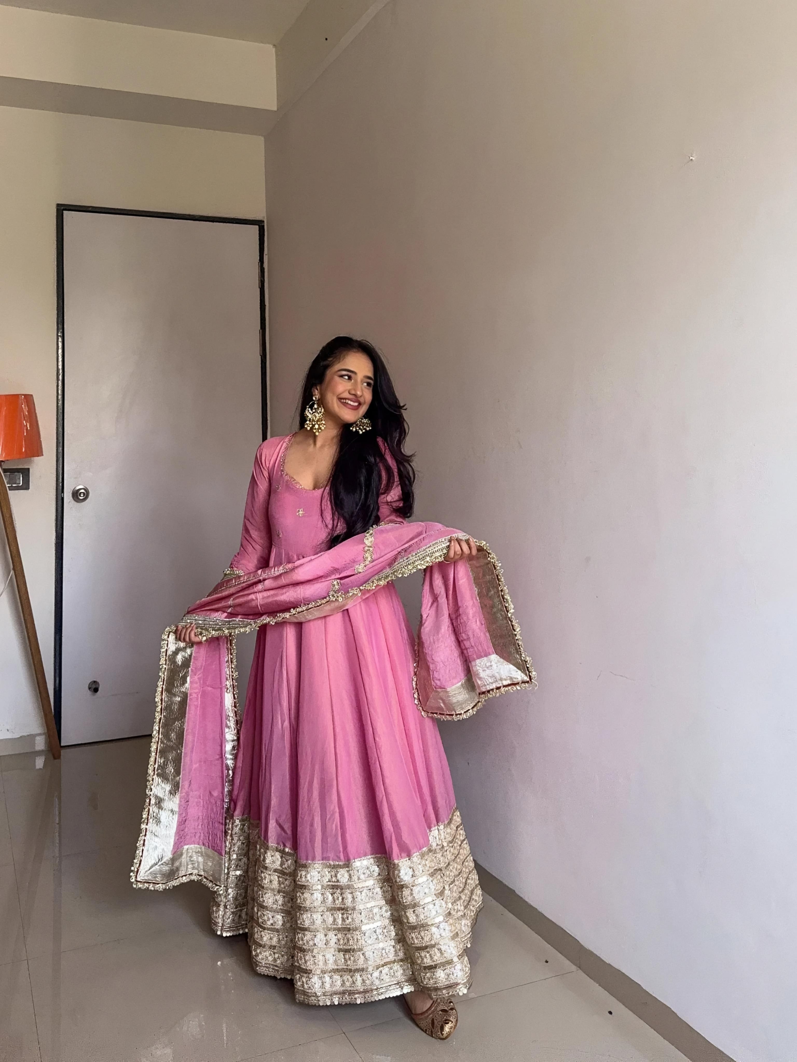 Beautiful Gown With Embroidery Zari-Codding Sequins Work