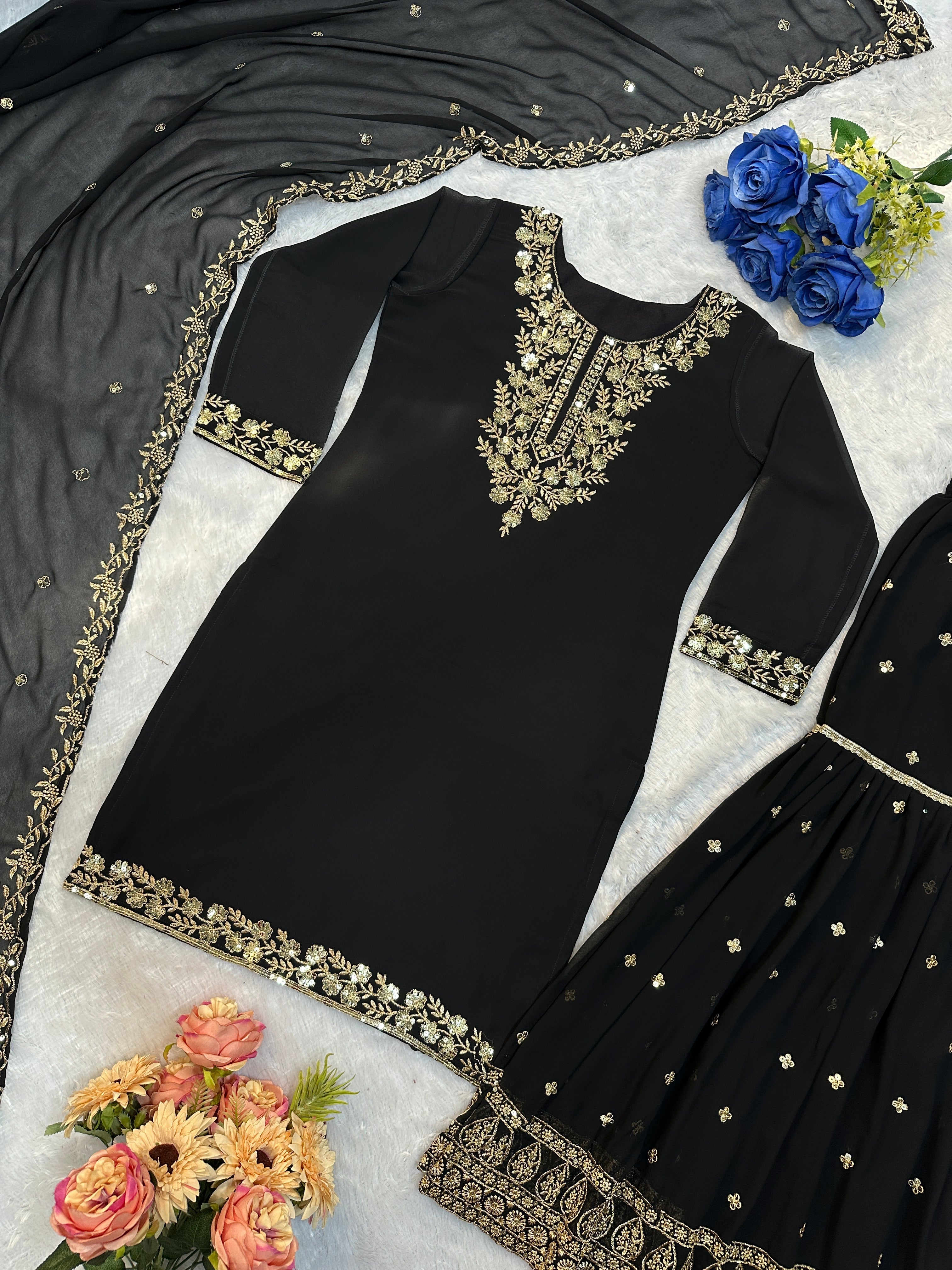 Designer Party Wear Beautiful Top And Pent With Dupatta