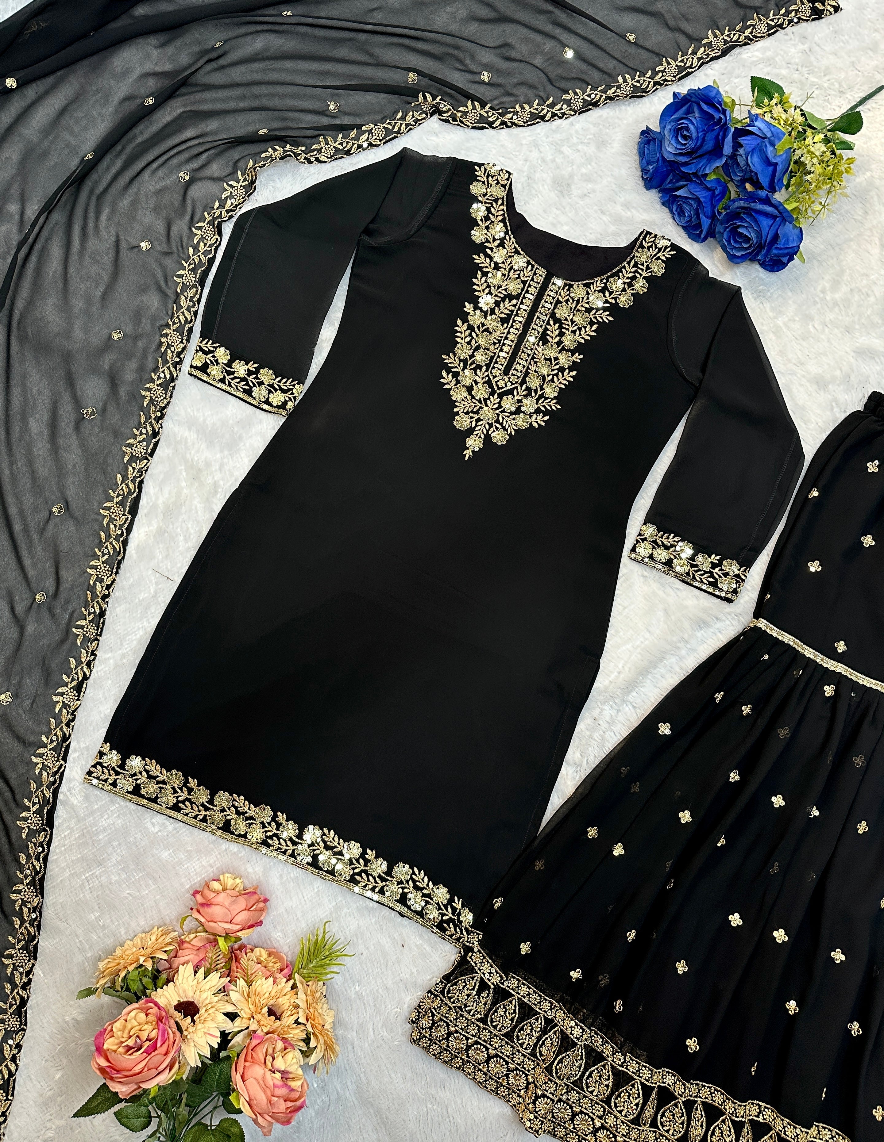 Designer Party Wear Beautiful Top And Pent With Dupatta