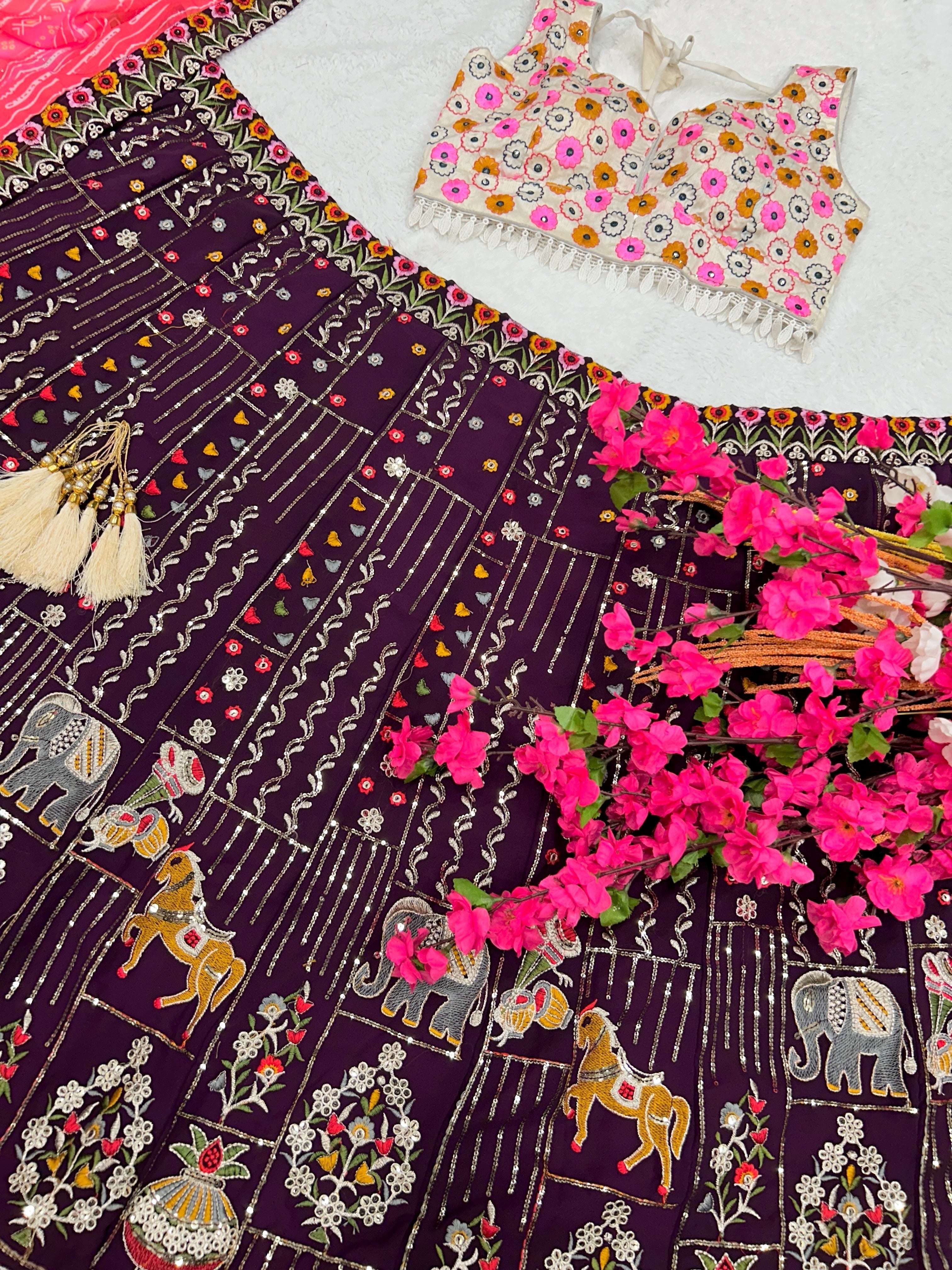 Party Wear Designer Lehenga Choli With Embroidery Work