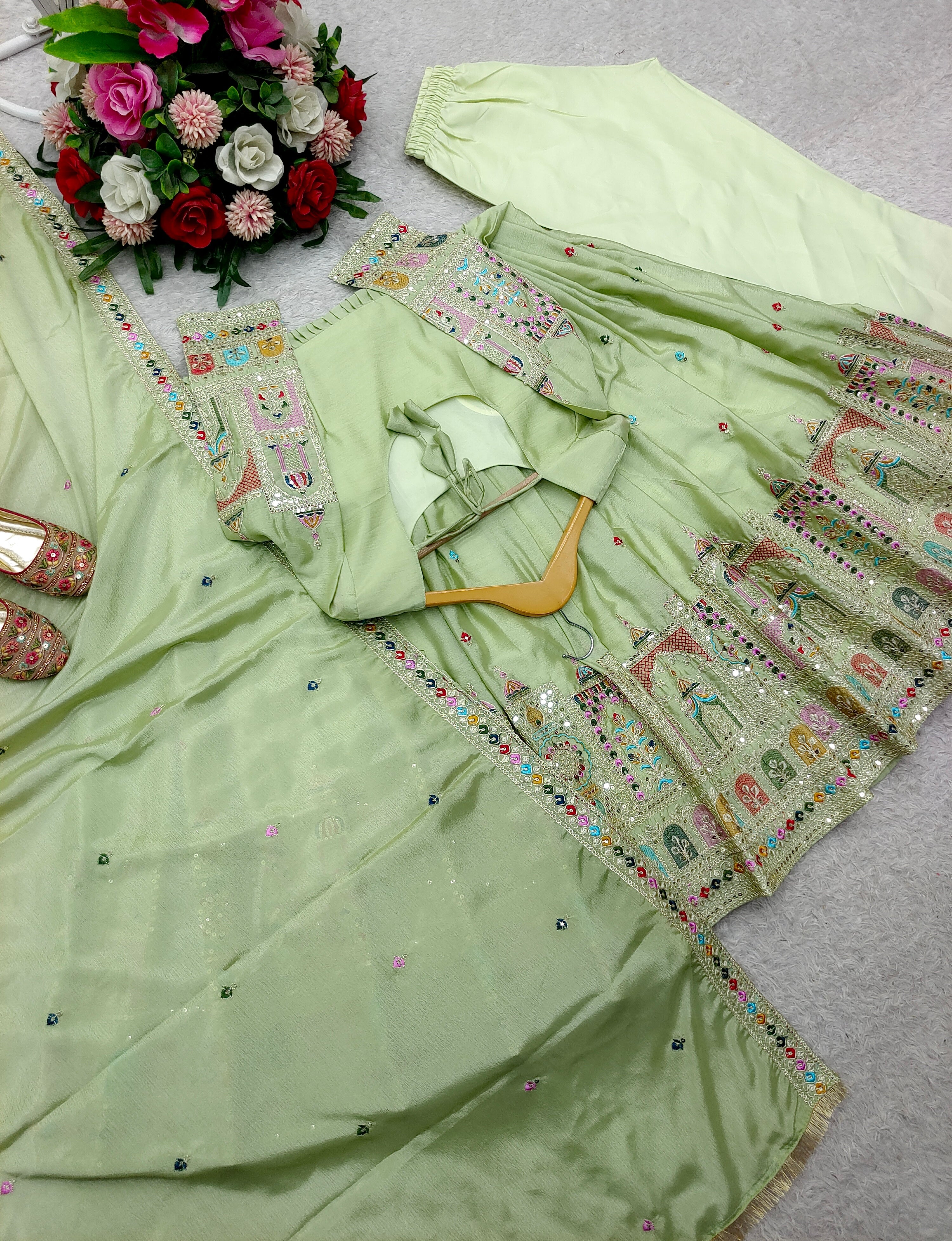 Party Wear Designer Anarkali Gown, Pent And Beautiful Dupatta