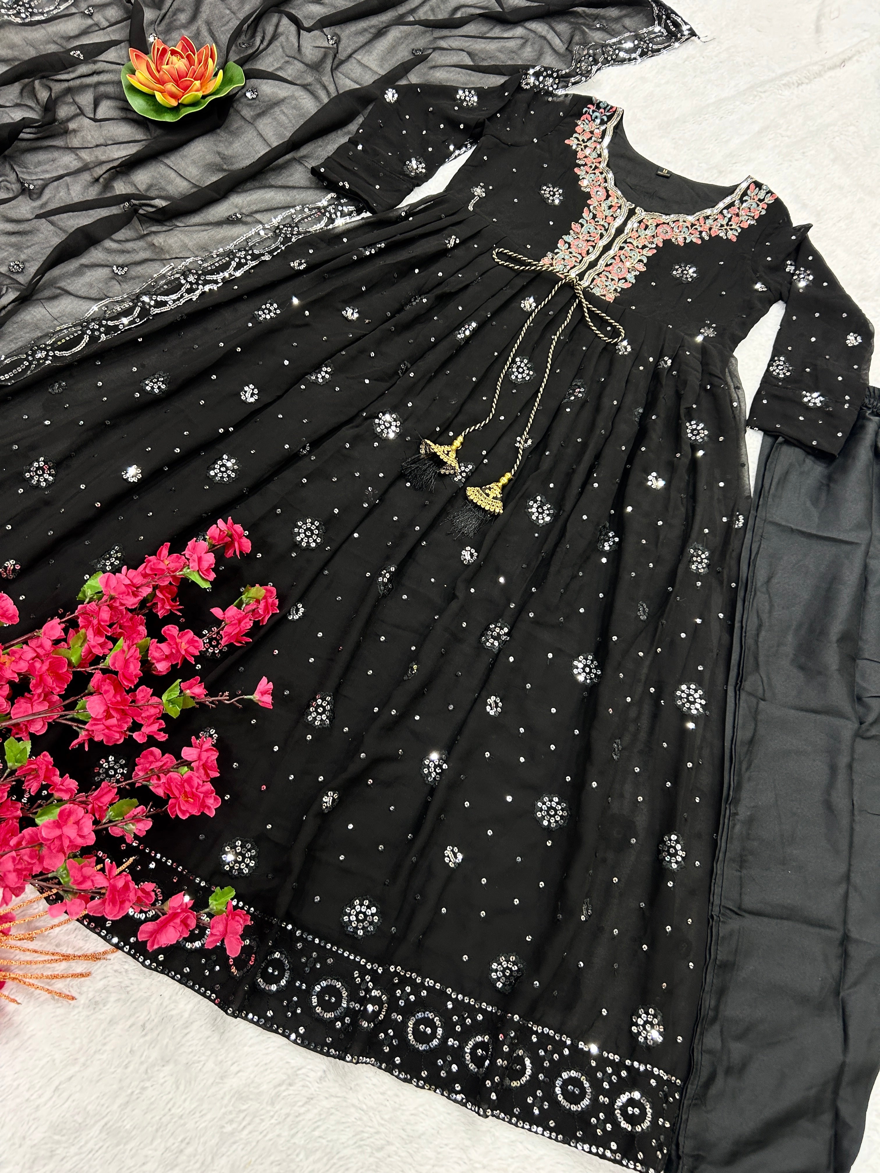 Designer Party Wear Anarkali Gown, Pent And Dupatta