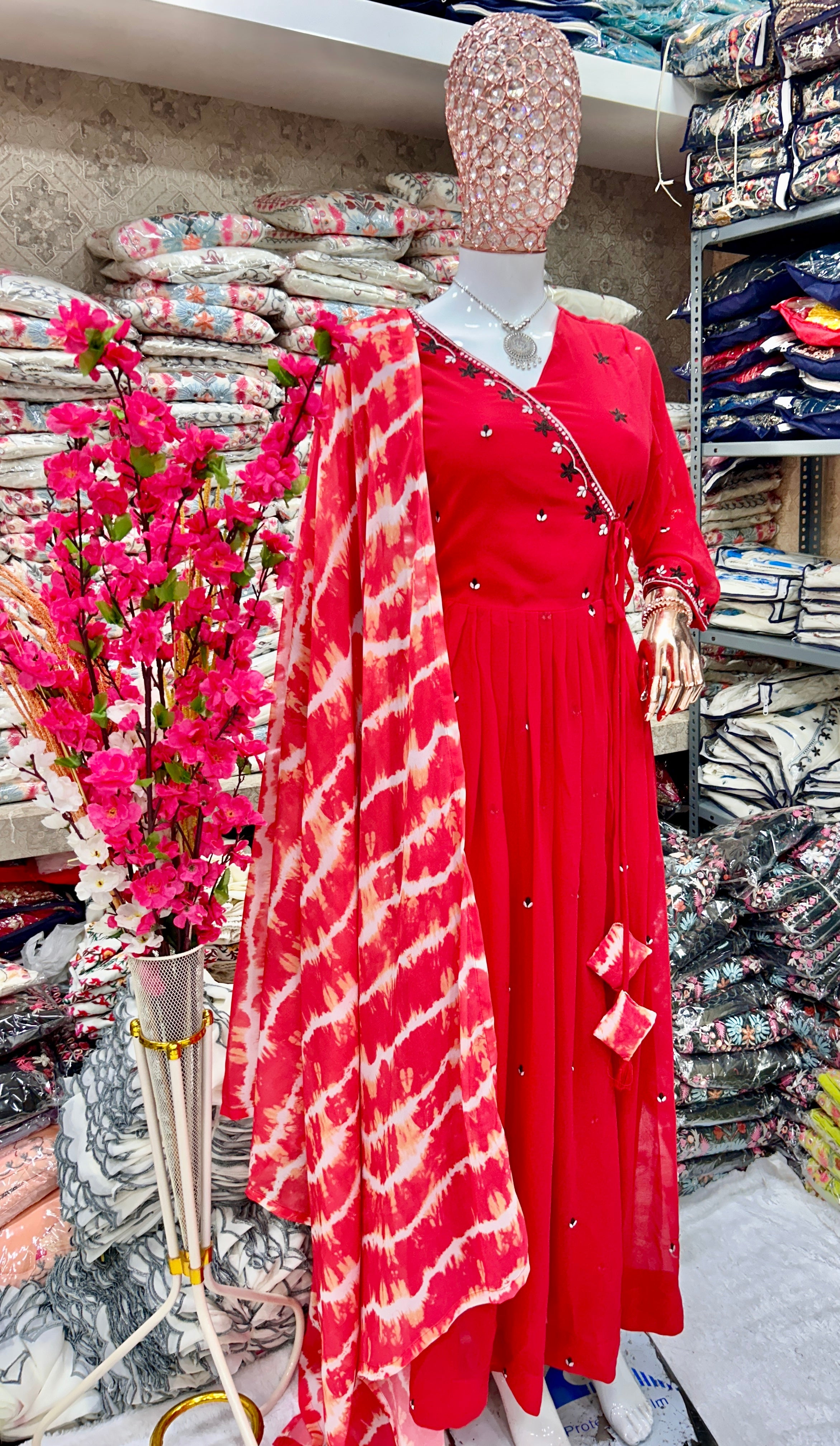 Party Wear Beautiful Anarkali Gown And Pent With Dupatta