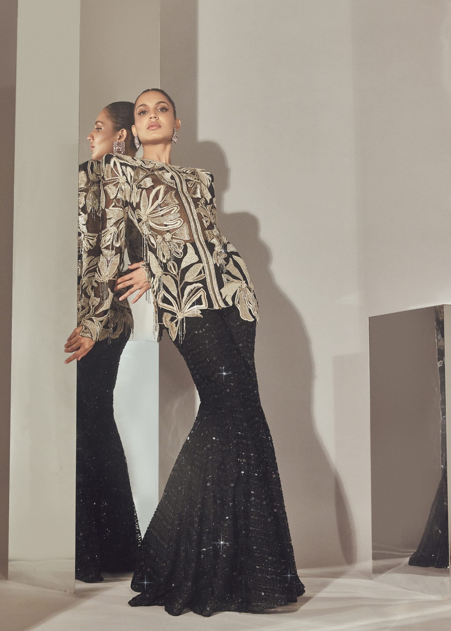 Beautiful Western Wear Top Plazzo With Sequence Work