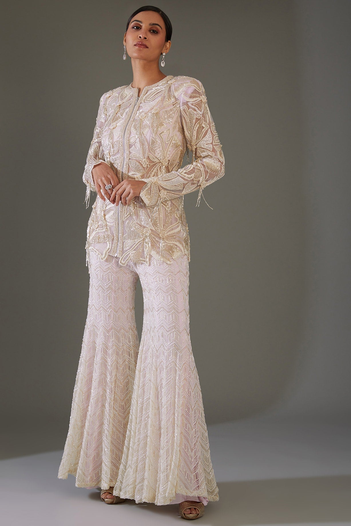 Beautiful Western Wear Top Plazzo With Sequence Work