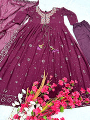 Designer Party Wear Anarkali Gown, Pent And Dupatta