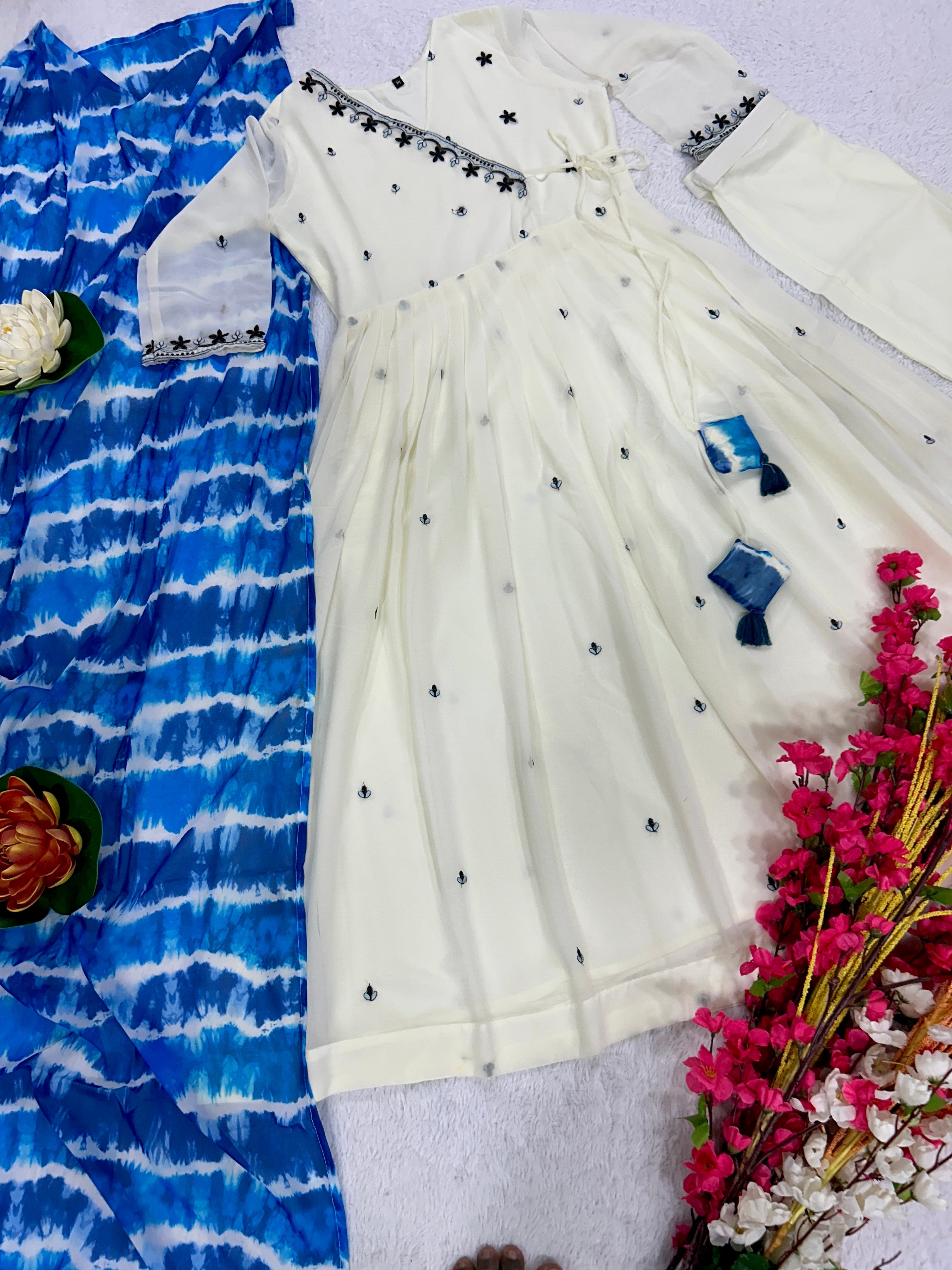 Party Wear Beautiful Anarkali Gown And Pent With Dupatta