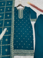Designer Suit Set With Embroidery And Sequins Work
