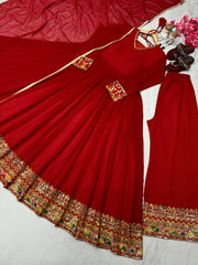 Party Wear Look Fancy Anarkali Gown, Dupatta & Plazzo Set